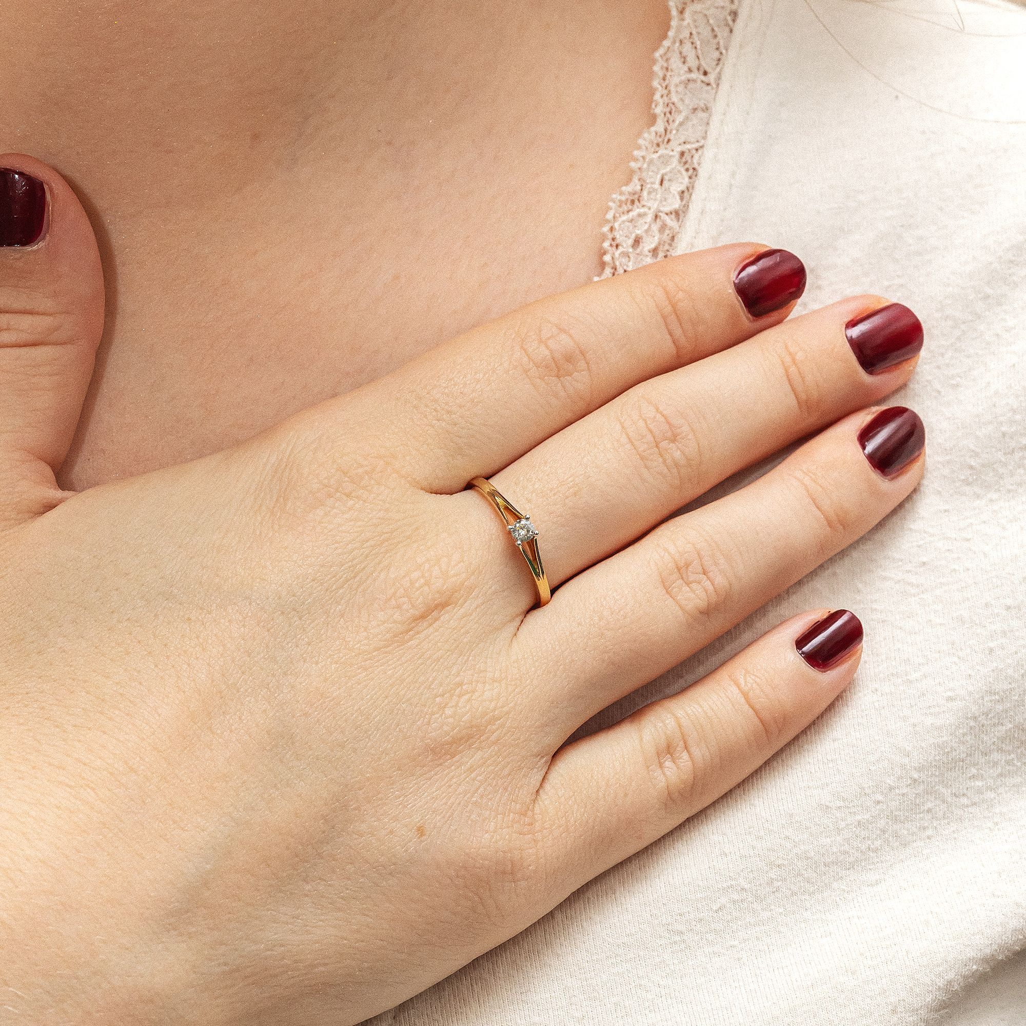Diamonds by Ellen K. Fingerring Gold 585 zweifarbig mit Brillant 0,10ct.