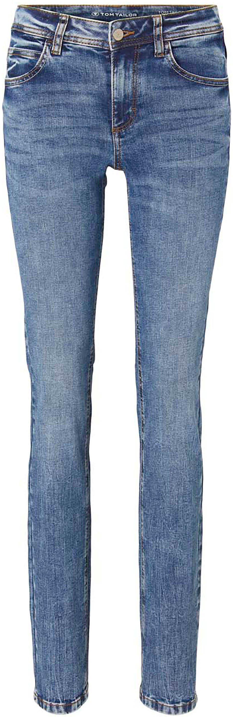 TOM TAILOR Straight-Jeans blue im klassischen random bleached Design