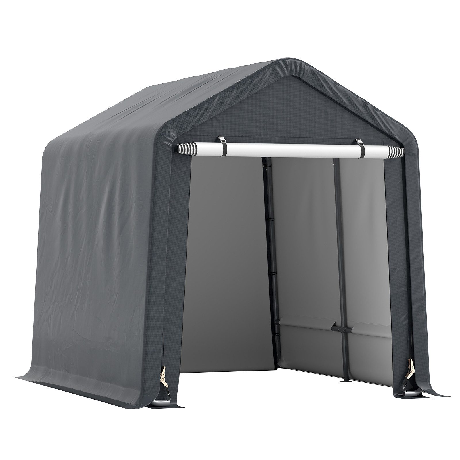 KOMFOTTEU Gerätezelt, Garagenzelt mit aufrollbarer Reißverschlusstür, 240x195x214cm