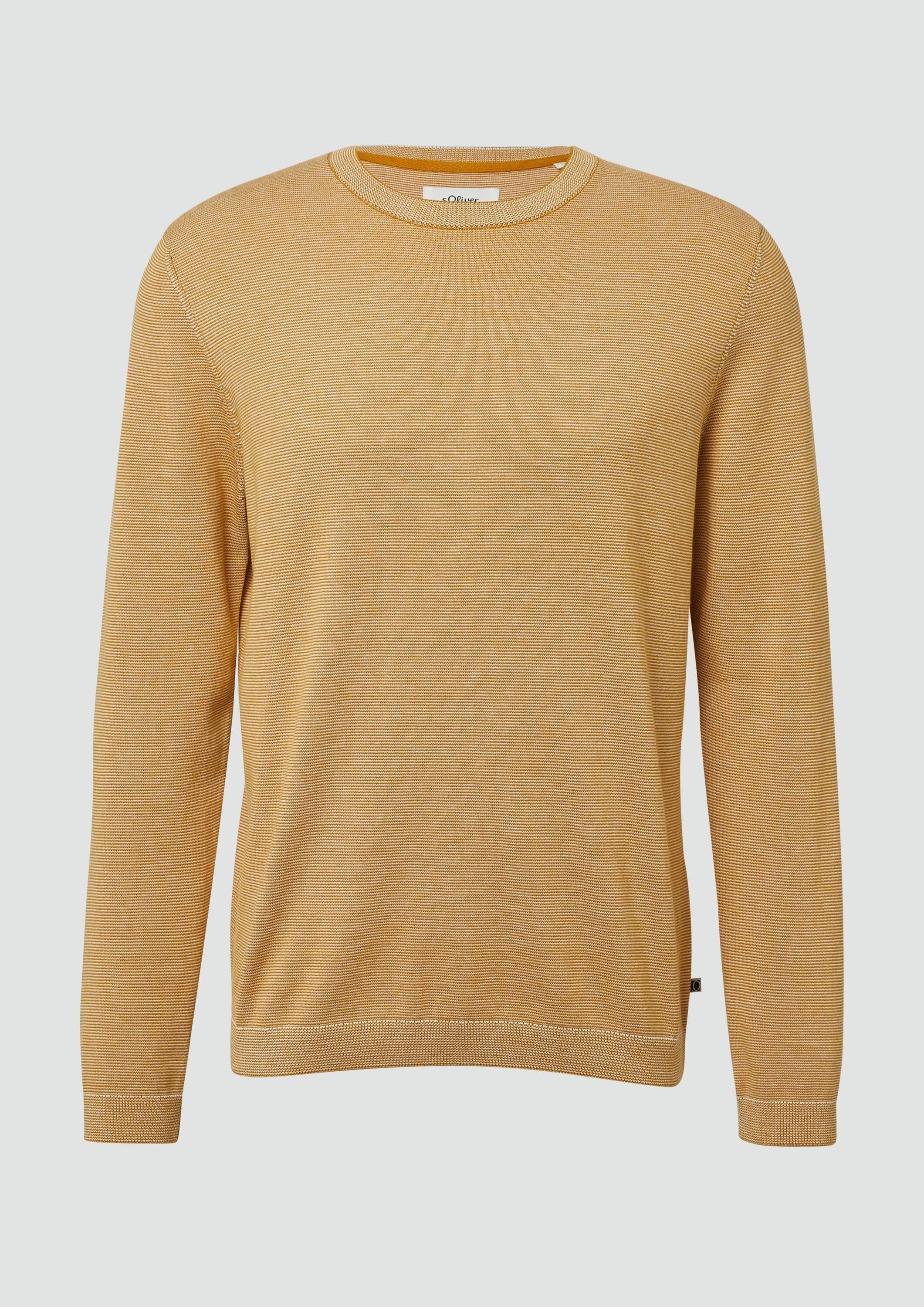 s.Oliver Sweatshirt Strickpullover Fein gestreifter Pullover mit Crew Neck und abgesetzten Bündchen