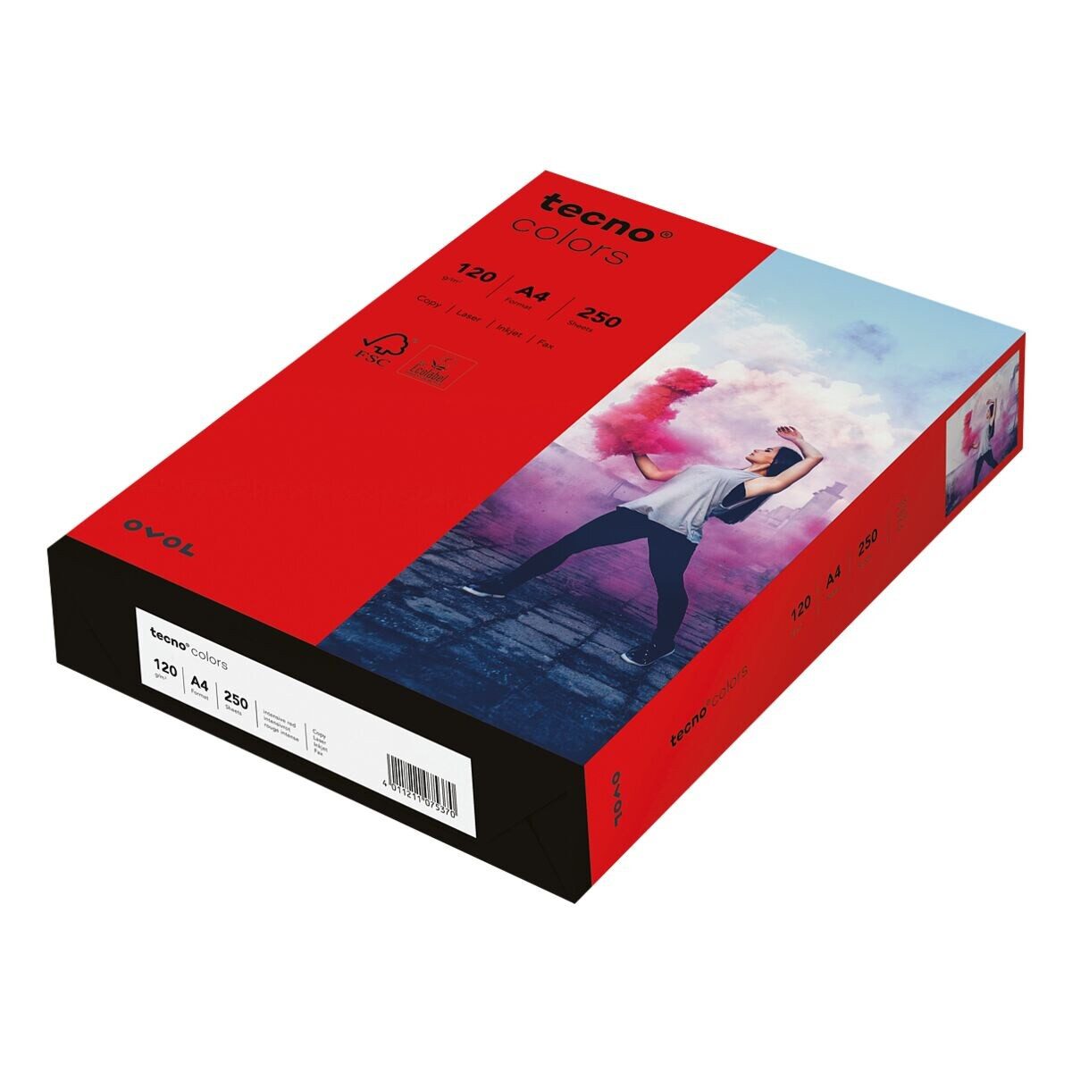 Inapa tecno Druckerpapier Rainbow / tecno Colors, Intensivfarben, Format DIN A4, 120 g/m², 250 Blatt