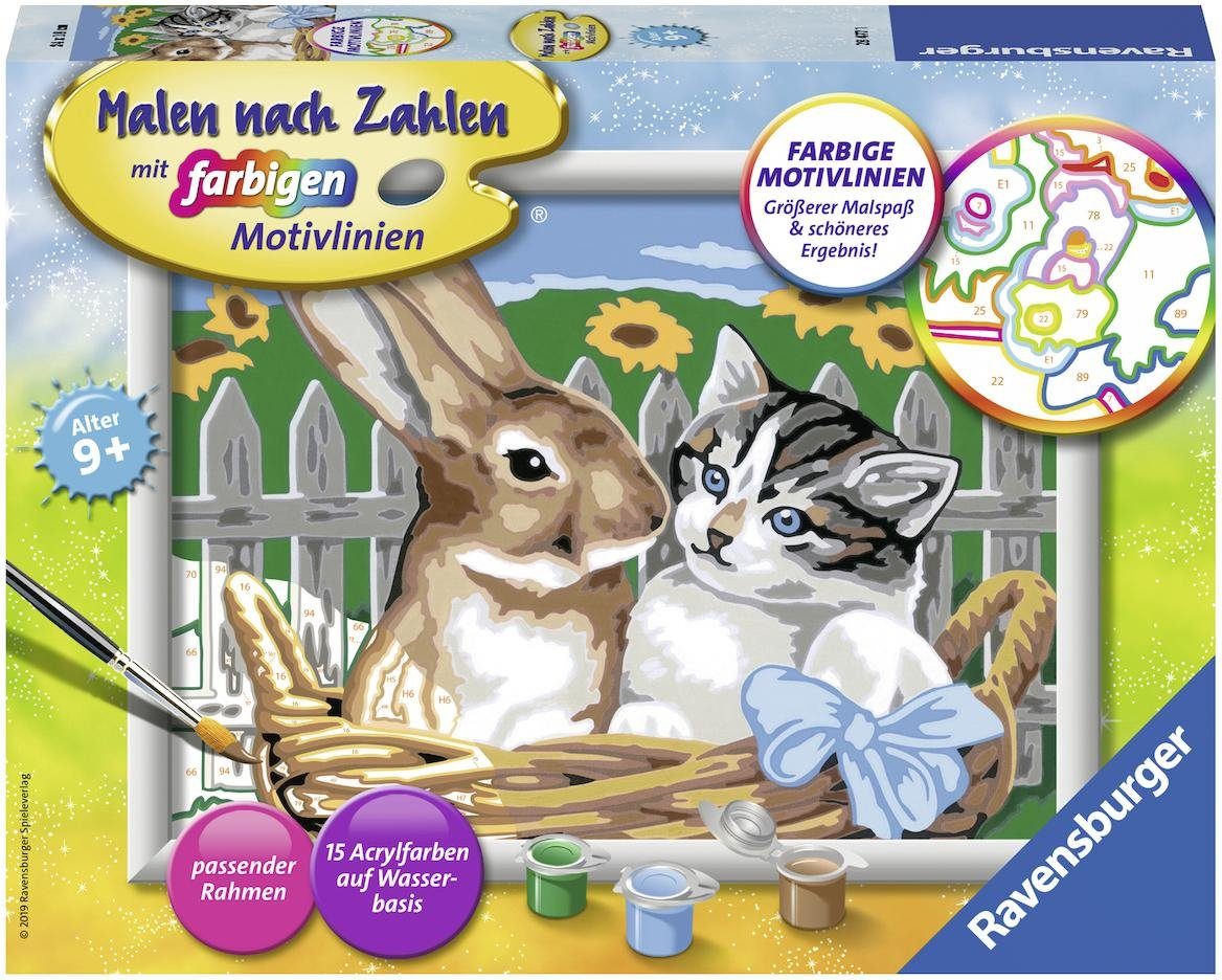 Ravensburger Malen nach Zahlen Putzige Freunde, Made in Europe, FSC® - schützt Wald - weltweit