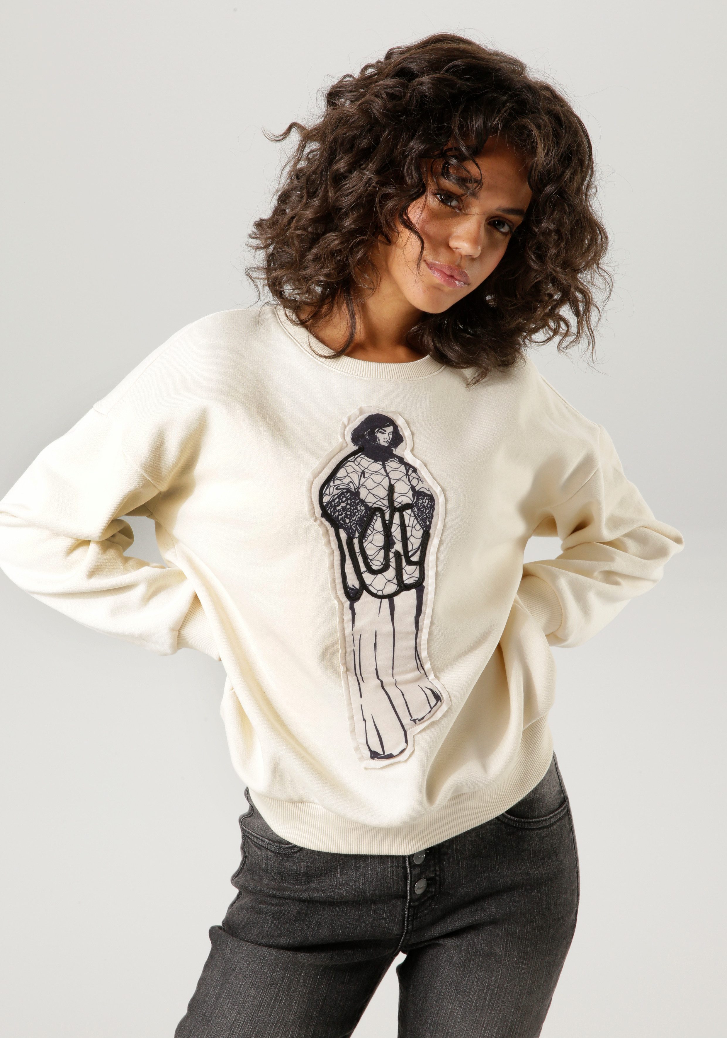 ANISTON CASUAL Sweatshirt mit stylisch bedruckter Applikation - NEUE KOLLEKTION mehr