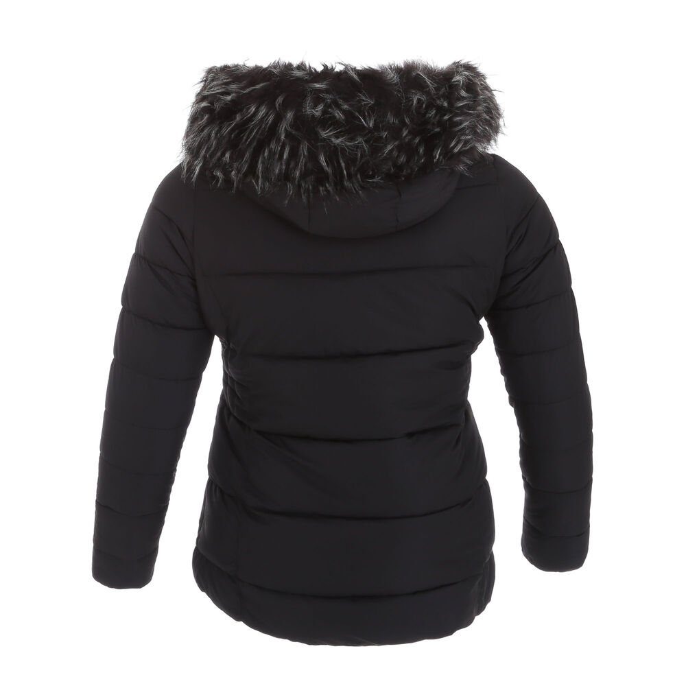 Ital-Design Gefüttert Damen Schwarz (abnehmbar) in Kapuze Winterjacke Freizeit Steppjacke