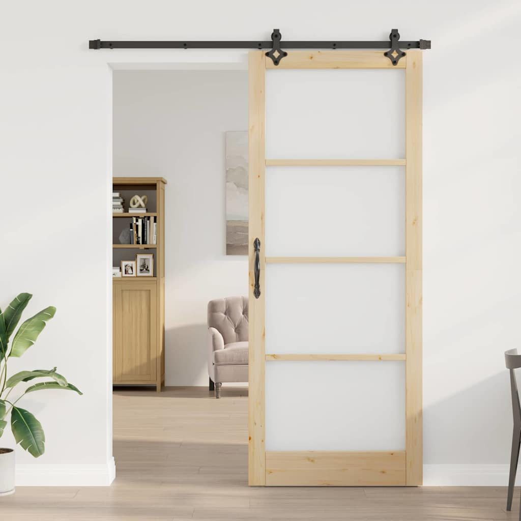 vidaXL Haustür Schiebetür ORKDAL Natürlich und Schwarz 93 x 232 cm (1-St)