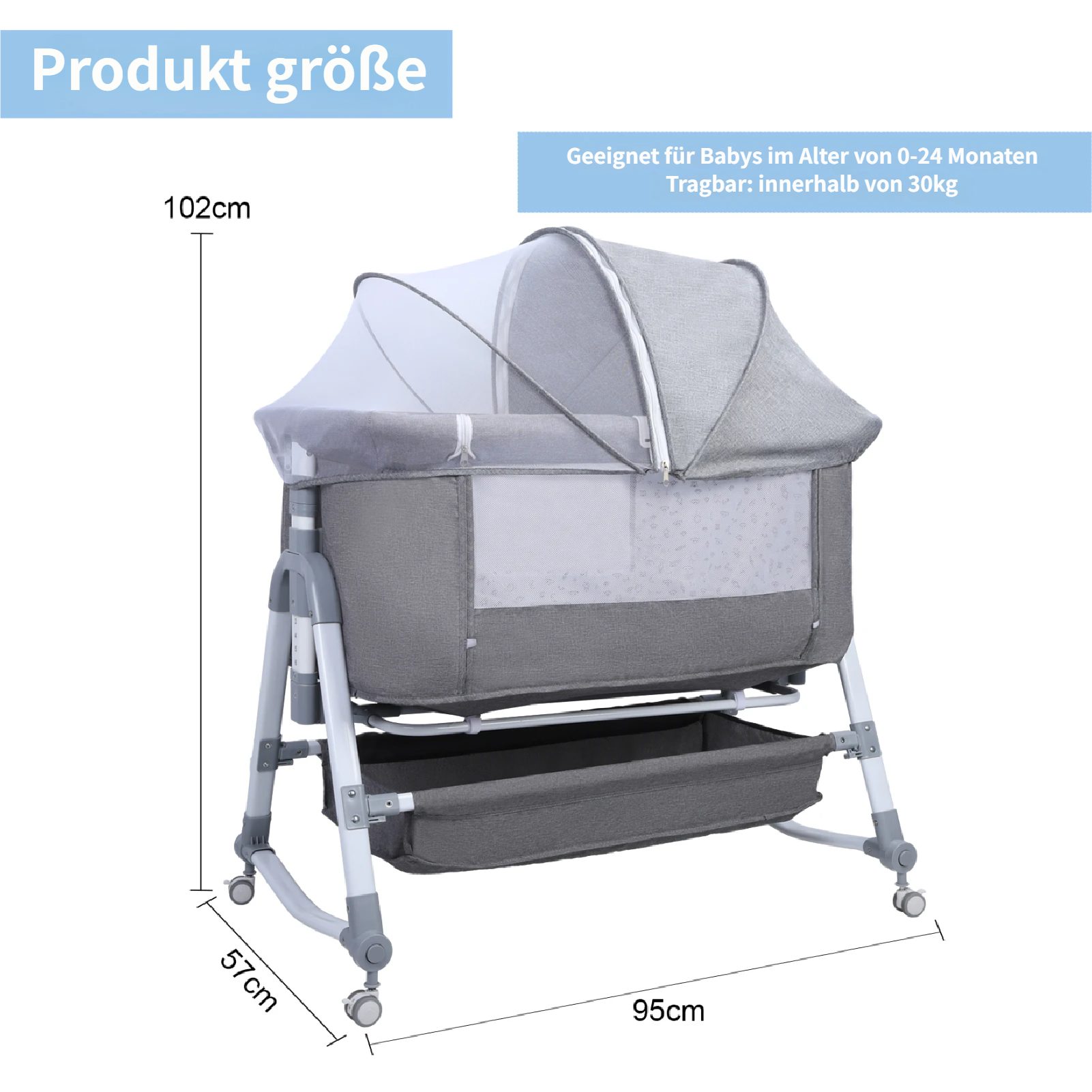 Rutaqian Babybett Babybett, 3-in-1 Babybett mit 6-fach Höhenverstellung und günstig online kaufen