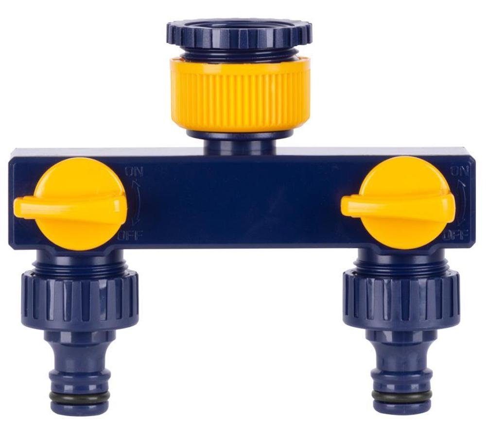 PROREGAL® Bewässerungssystem Garten Wasserhahn Hub, 2 Wege, mit Ventilen