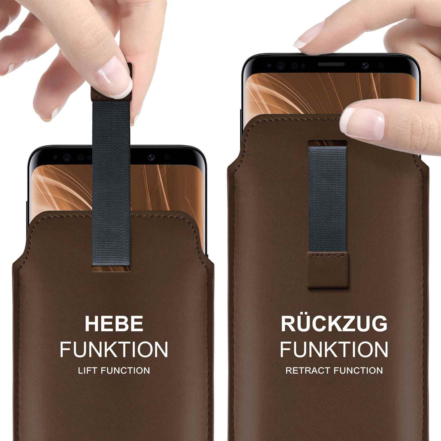moex Handyhülle für Doro 8200 Hülle Leder Optik Pull Case Braun 6,1 Zoll, Holster Handytasche Schutzhülle Sleeve Hülle Etui 360 Grad Schutz Dünn