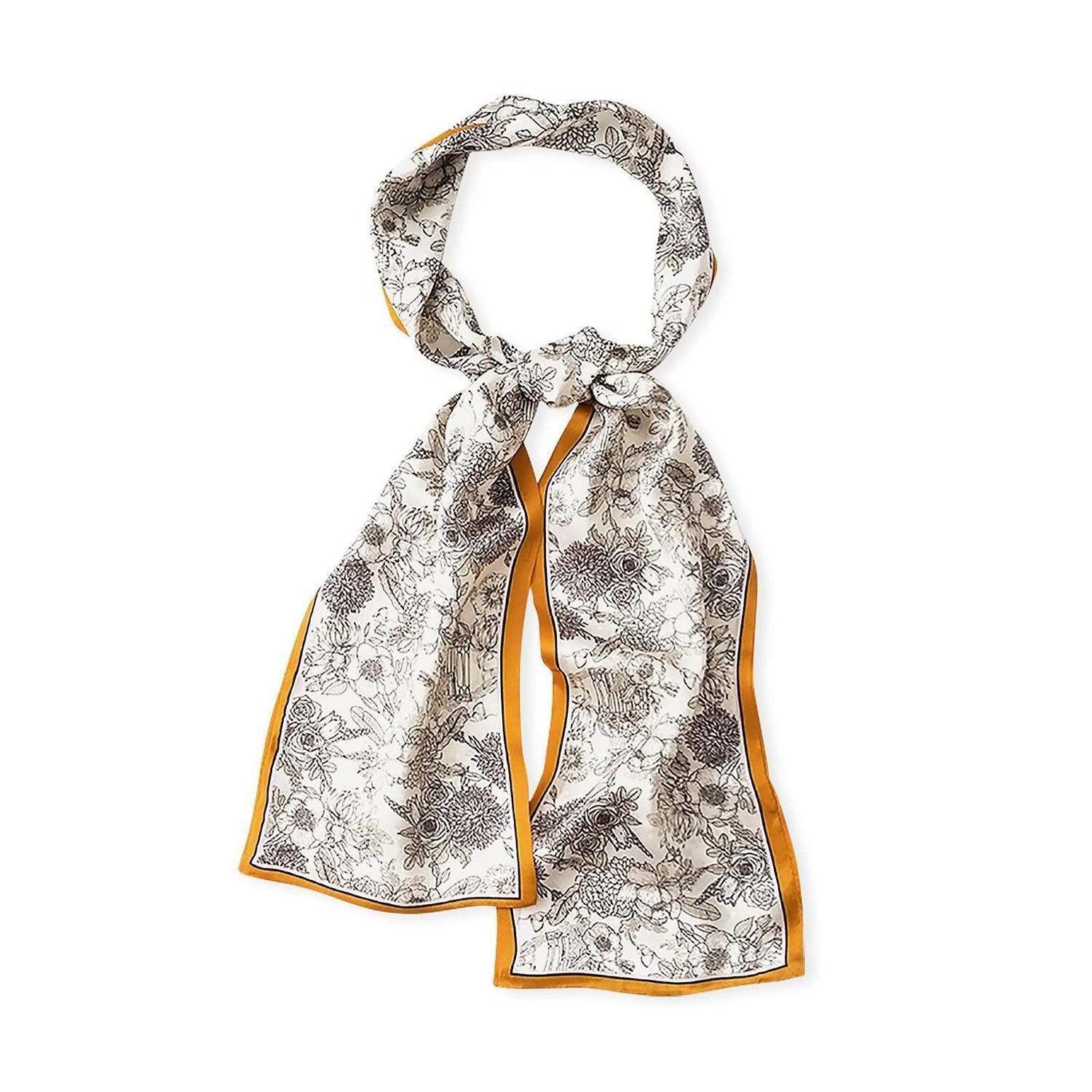 LuxusKollektion Seidenschal Seidenschal Geometrisch Blumen Weiß, (1-St)