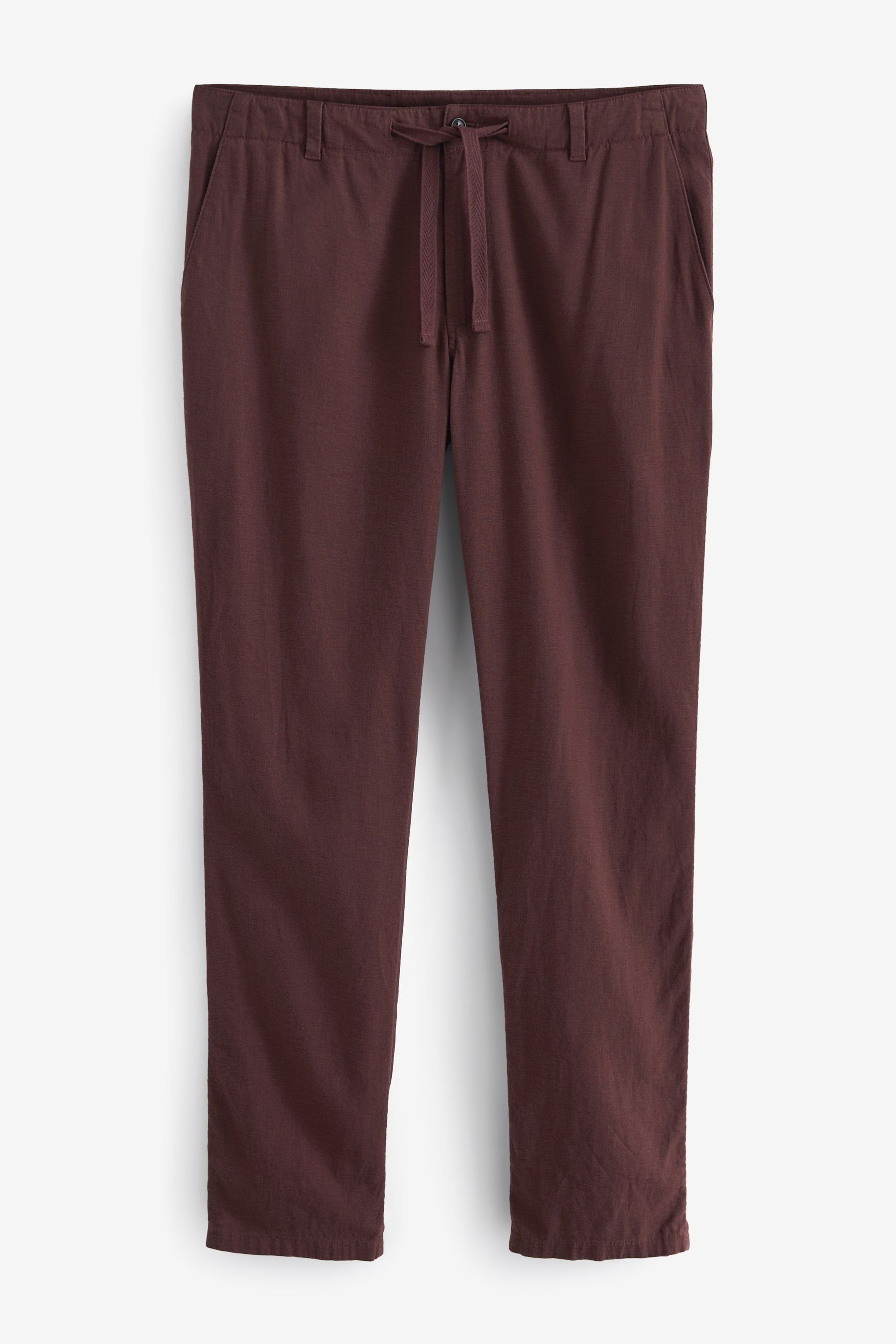 Next Leinenhose Hose mit Kordelzug aus Leinenmischung (1-tlg) Rust Brown