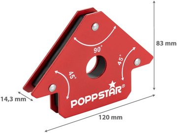 Poppstar Magnethalter Magnet-Schweißwinkel mit Winkelmaßen 45°, 90°, 135° (2-St), Schweißmagnet klein 2er-Set mit Haftkraft 11,3 kg