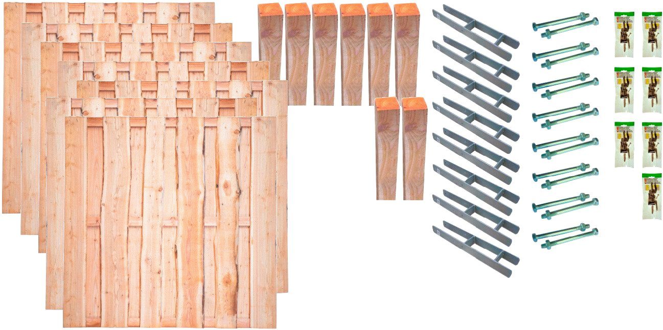Tetzner & Jentzsch Bohlenzaun Lincoln 5, (Set), 7 Elemente, LxH: 1332x180 cm