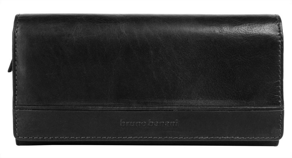 Bruno Banani Geldbörse, echt Leder, 1 Schein-, 16 Karten-, 1 Einsteck-, 2  Sicht- & 1 Münzfach