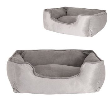 lionto Tierkissen 2-in-1 Hundebett in Wildlederoptik, mit Wendekissen, dunkelgrau/grau, 60 cm x 50 cm