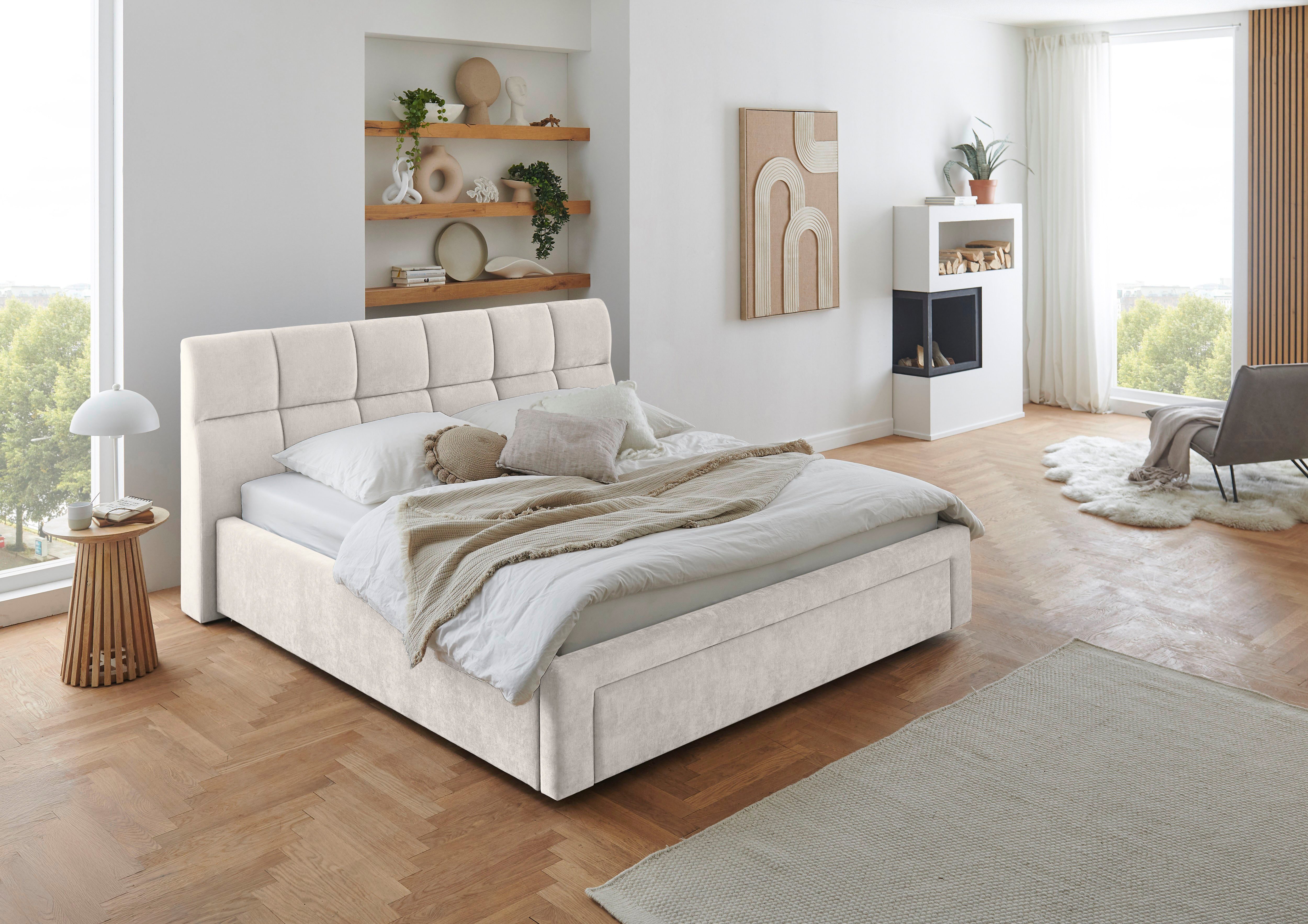 meise.möbel Polsterbett Canyon, Breite 180cm, erhältlich in grau oder beige, inkl. Schubkasten im Fußteil - ideal als Hundebett nutzbar