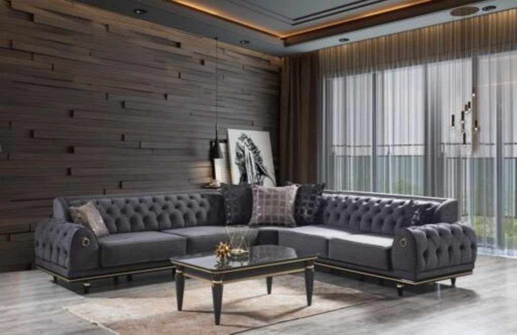 JVmoebel Ecksofa Modernes Sofa L-förmiges Textilsofa Wohnzimmerset Design