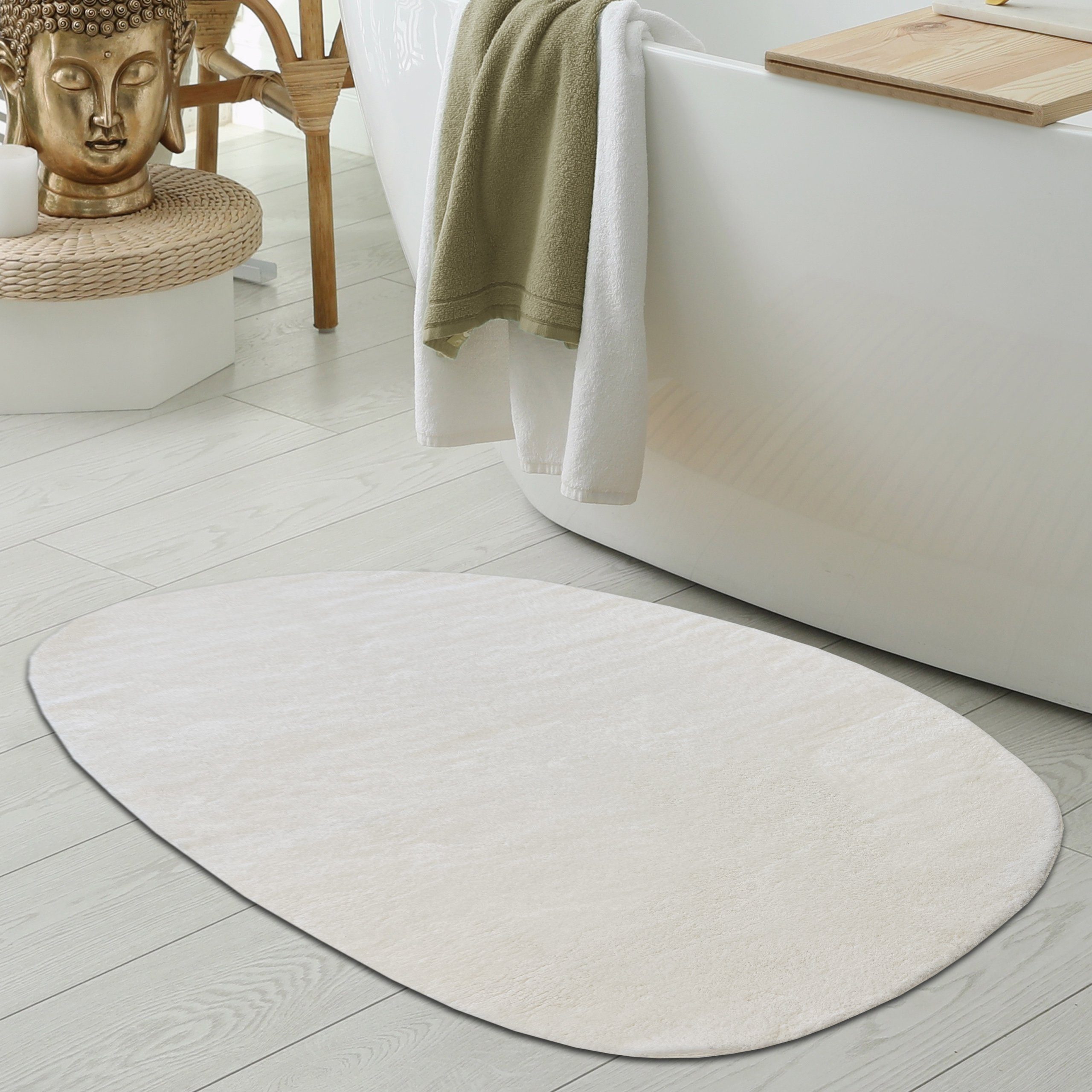 Teppich Ovaler Badezimmer Teppich – schön weich – in creme, Teppich-Traum, rechteckig, Höhe: 16 mm