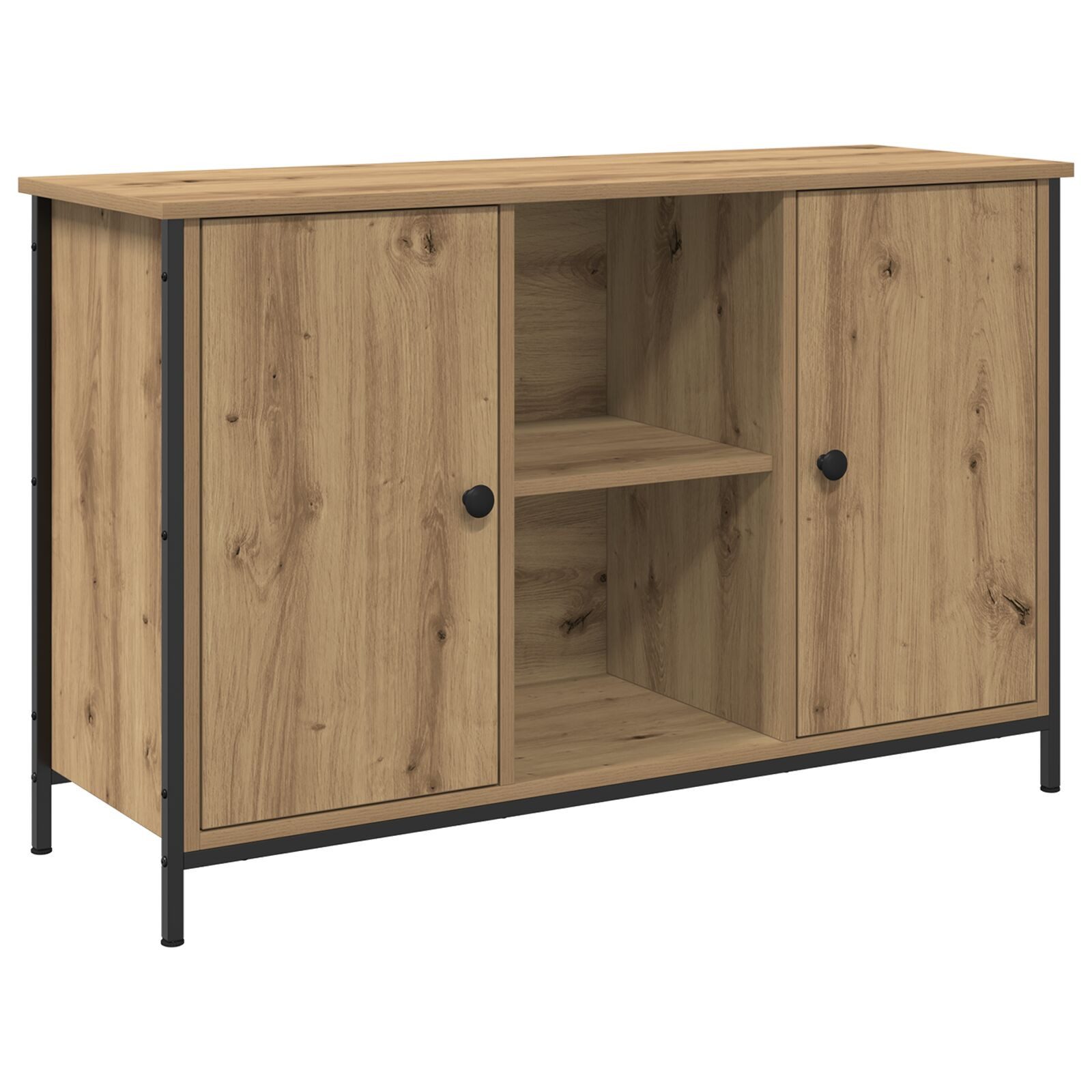 vidaXL TV-Schrank TV-Schrank Schwarz Eiche 101x35x65 cm Engineered Wood und Stahl