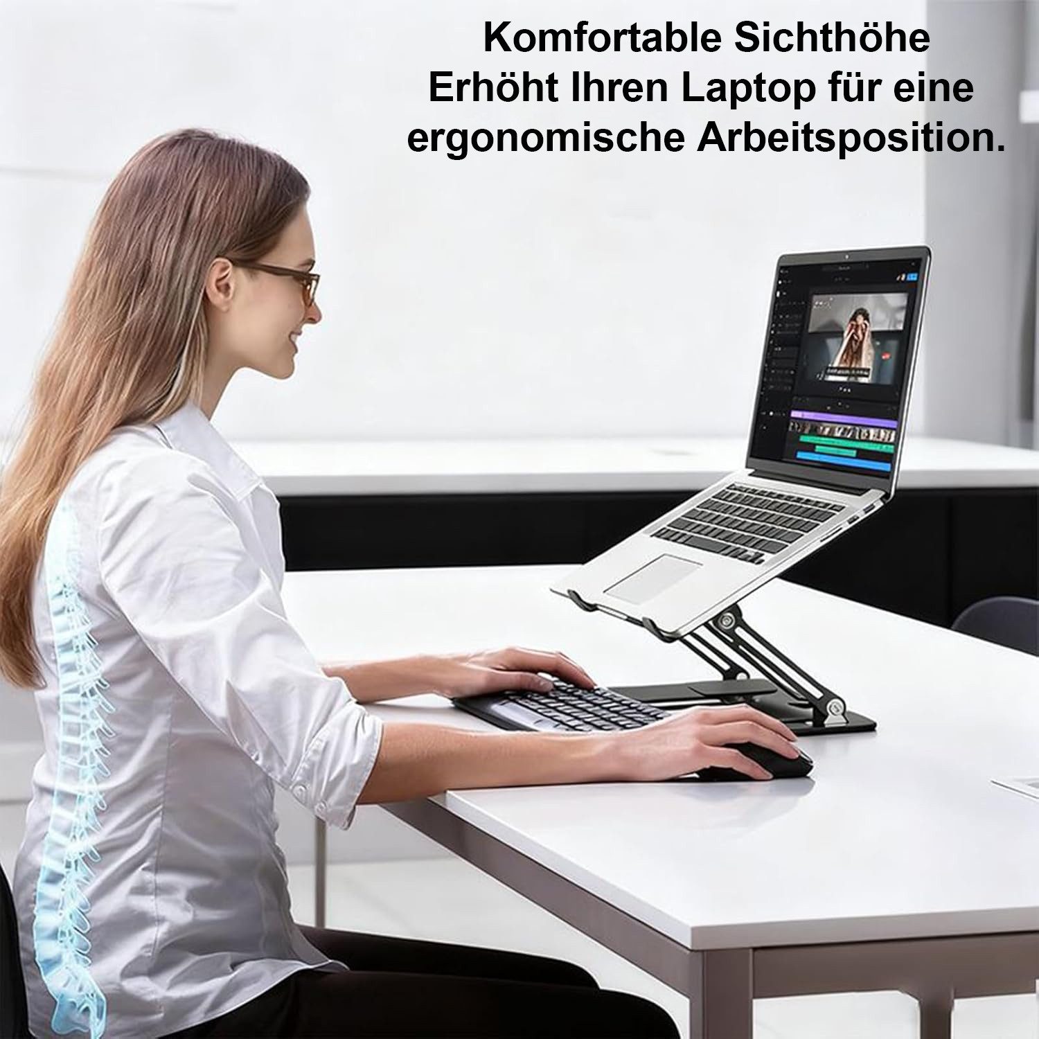 OYLCDI Notebook-Kühler Höhenverstellbarer Laptopständer mit 2 Kühlventilatoren, belüfteter Laptopaufsatz für bis 17 Zoll Laptops
