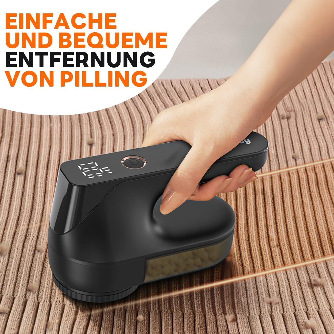 Rolipo Fusselrasierer Elektrisch, Fusselentferner für 3 Einstellbaren, 6-Klingen-Kopf, für Verschiedene Stoffe mit Type-C-Ladekabel und Reinigungsbürste