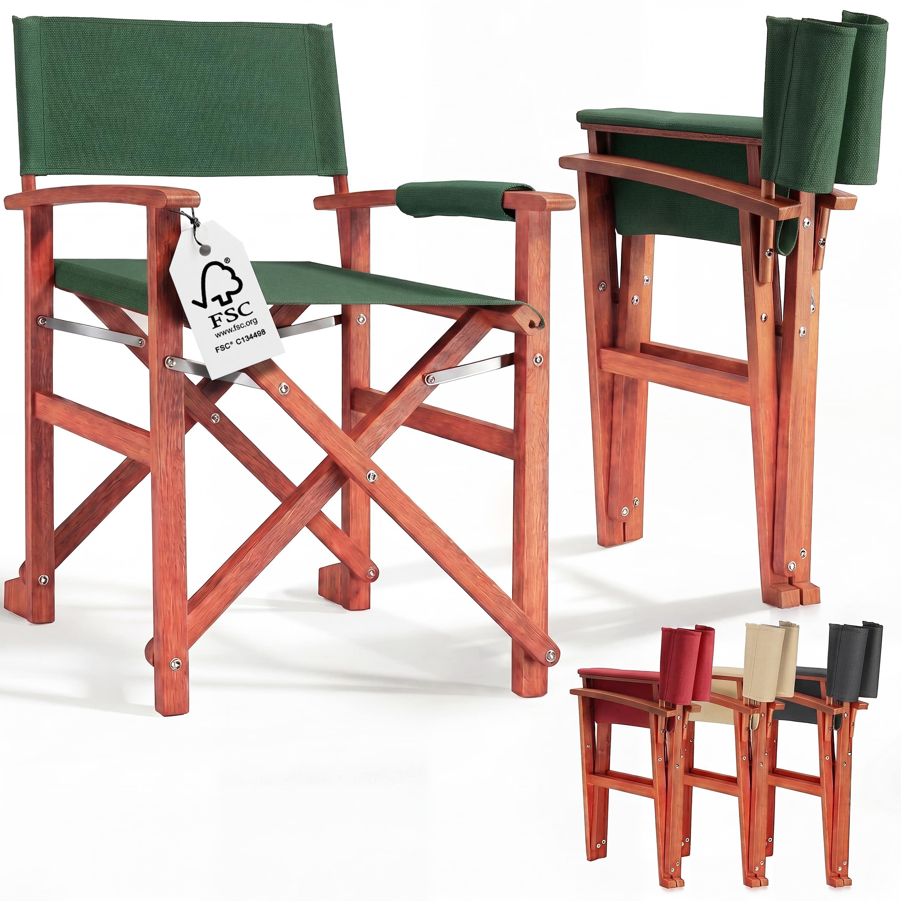 Casaria Regiestuhl, Klappbarer FSC®-zertifizierter Holz Gartenstuhl bis 160 kg Wetterfest