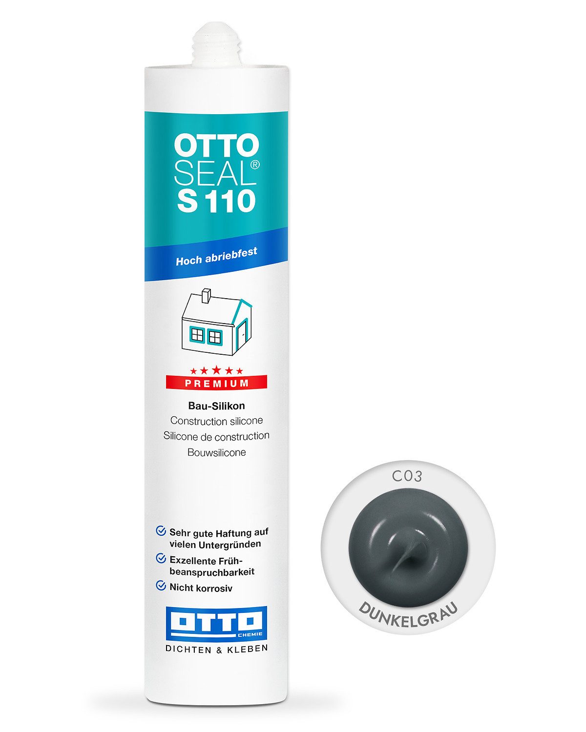 OTTO-Chemie Silikon Ottoseal S110 Premium-Bau-Silikon 310ml, Exzellente Verarbeitbarkeit, für innen und außen, ideal zum Abdichten