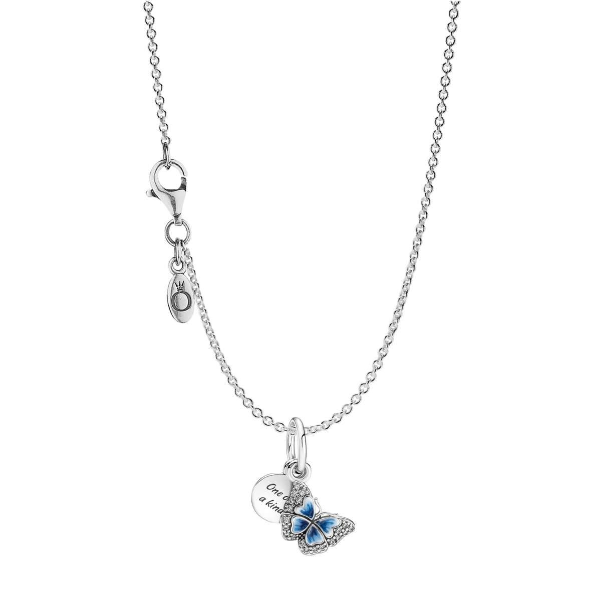Pandora Kette mit Anhänger 41757, für Damen 925 Silber Blauer Schmetterling