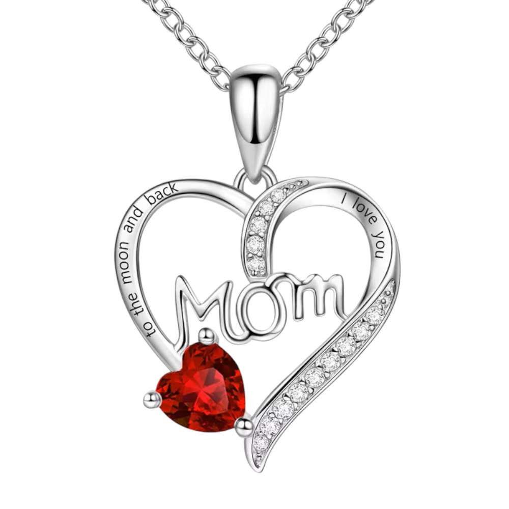 Taffstyle Kette mit Anhänger Damen Herzkette Herzanhänger Mom Inschrift und Kristall Herz (Liebevoller Mom Herzanhänger an eleganter Kette ideal als Geschenkidee), Geschenke für Frauen