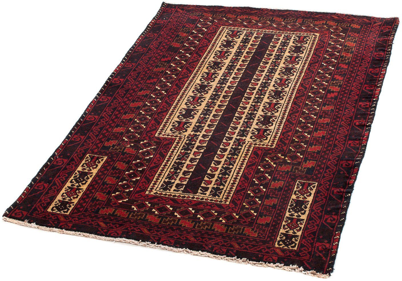 Orientteppich Belutsch - 126 x 86 cm - dunkelrot, morgenland, rechteckig, Höhe: 8 mm, Wohnzimmer, Handgeknüpft, Einzelstück mit Zertifikat