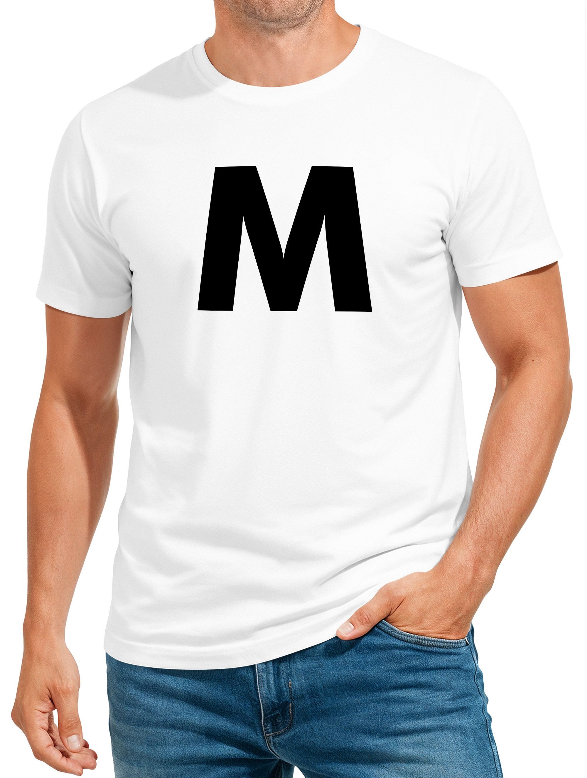 Print-Shirt Herren T-Shirt Mayonnaise Kostüm Buchstabe M Fasching Karneval