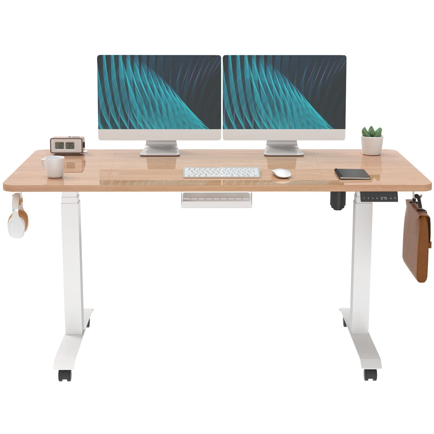 HOMALL Schreibtisch Höhenverstellbar Elektrisch Ergonomisch tisch 160/180cm Beige