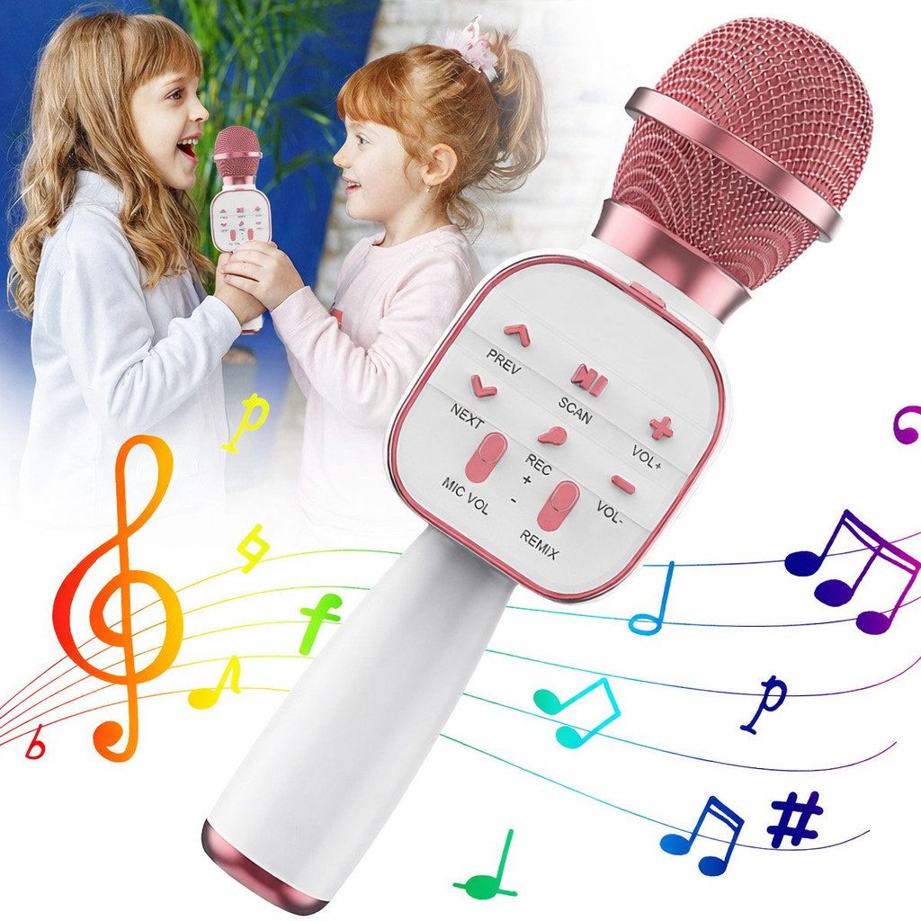 MOPUEA Mikrofon Kabellose Karaoke-Handmikrofon, Bluetooth-Karaokemaschine (Tragbarer Handmikrofon-Lautsprecher, 1-tlg), Kabelloses Mikrofon geeignet für Familienfeiern, Karaoke-Singen