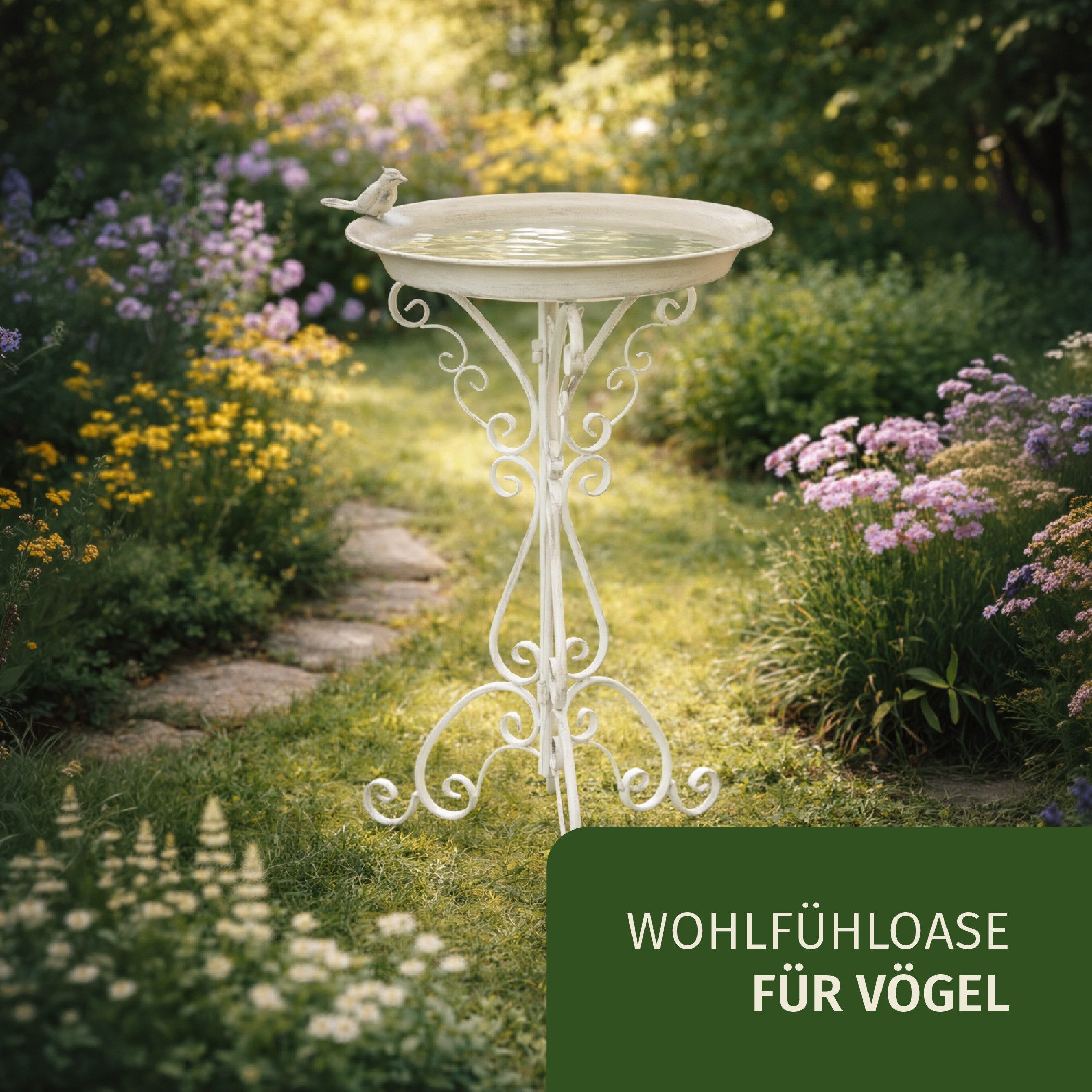 Moritz Vogeltränke Vogelbad stehend weiß