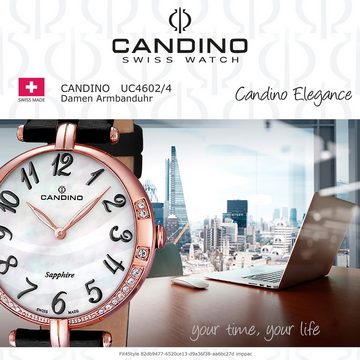 Candino Quarzuhr Candino Damenuhr Elegance C4602/4, Damen Armbanduhr rund, Edelstahlarmband schwarz