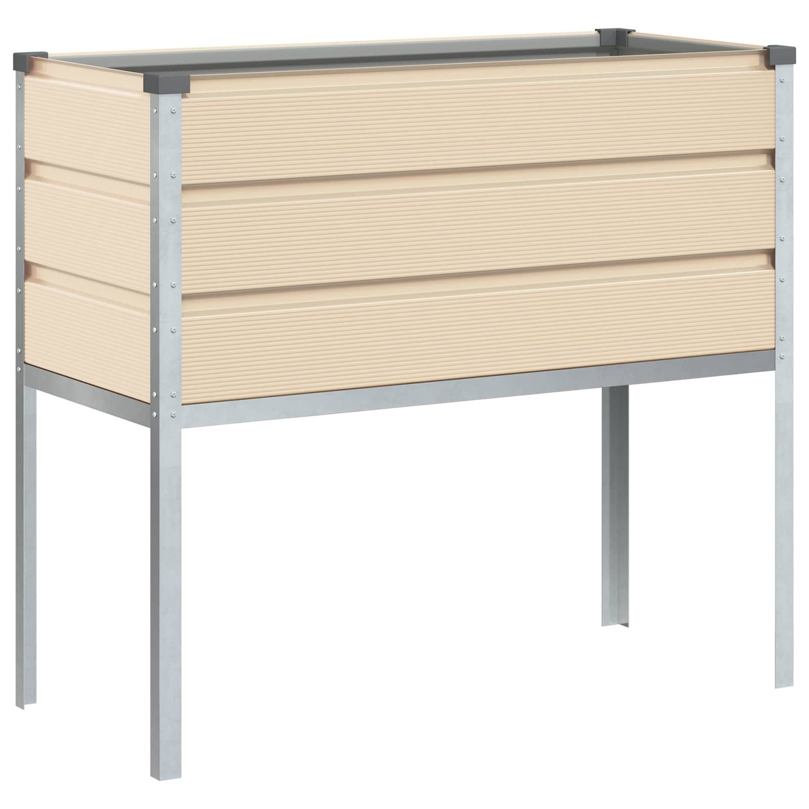 vidaXL Blumentopf Pflanzkübel Elfenbein 100 x 45 x 90 cm Verzinkter Stahl (1 St)