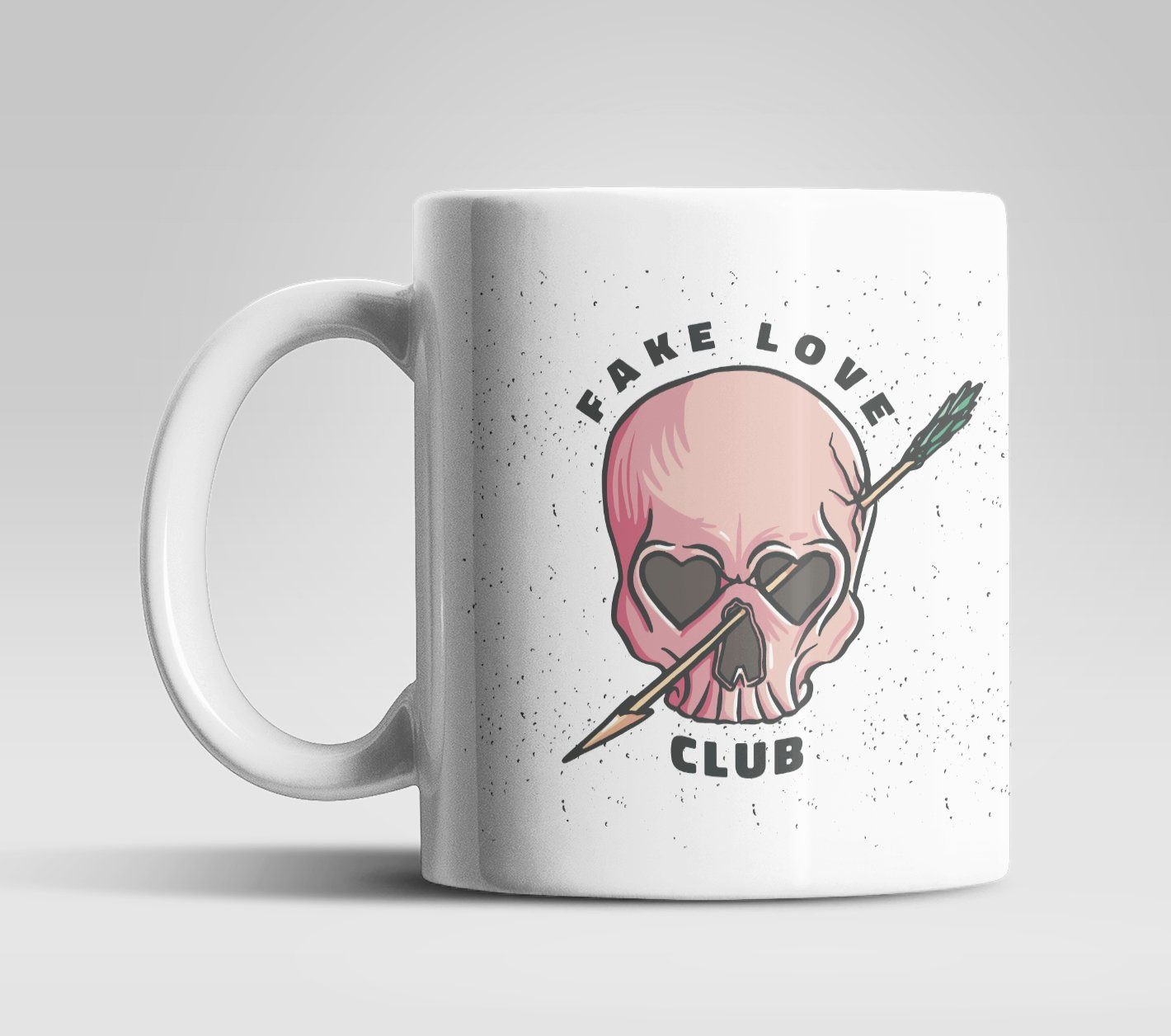 WS-Trend Tasse Totenkopf Fake Love Club Kaffeetasse Teetasse Geschenkidee, keramik, 330 ml