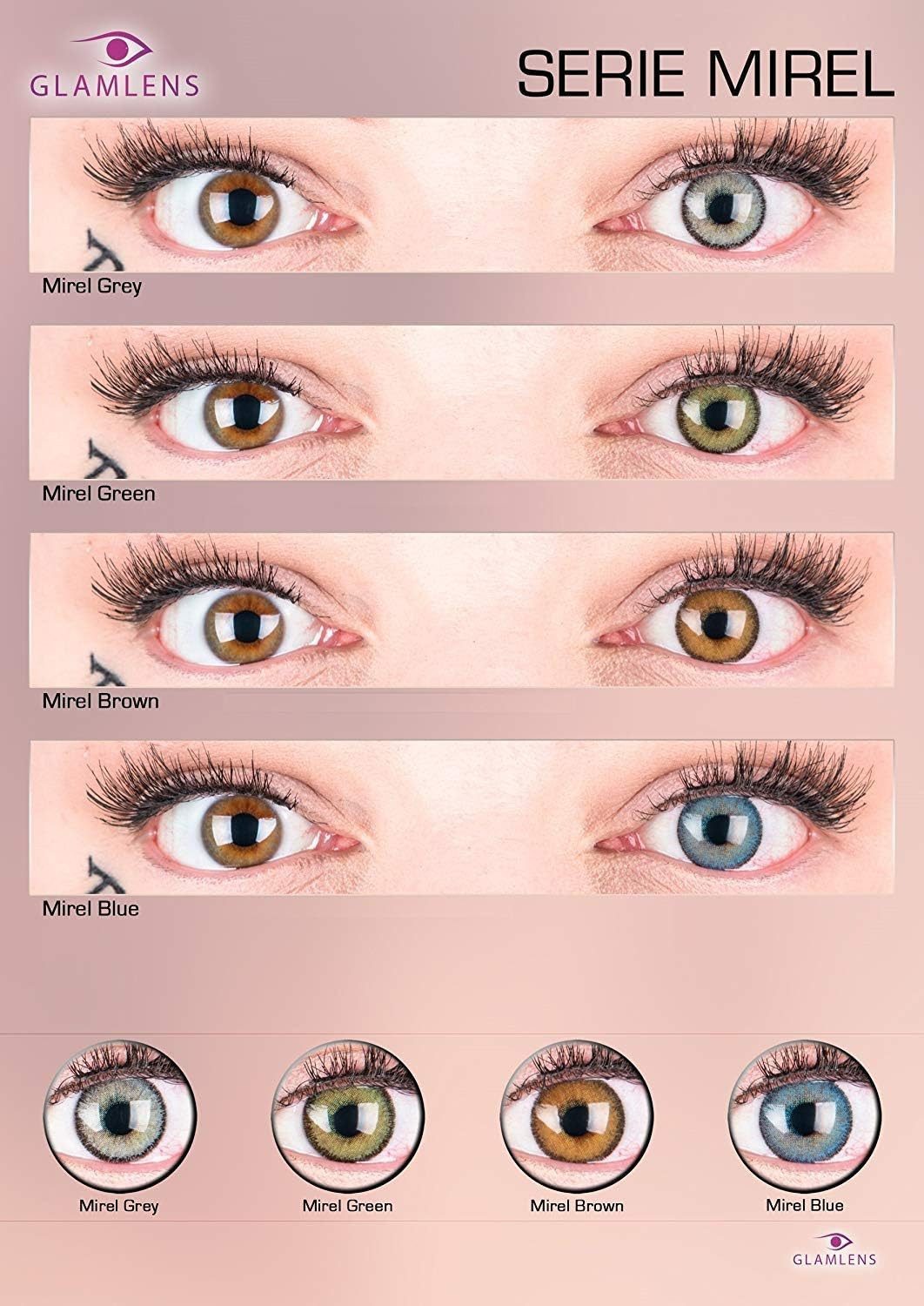 GLAMLENS Monatslinsen Stark deckende & natürliche Linsen Mirel Gray mit/ohne Sehstärke