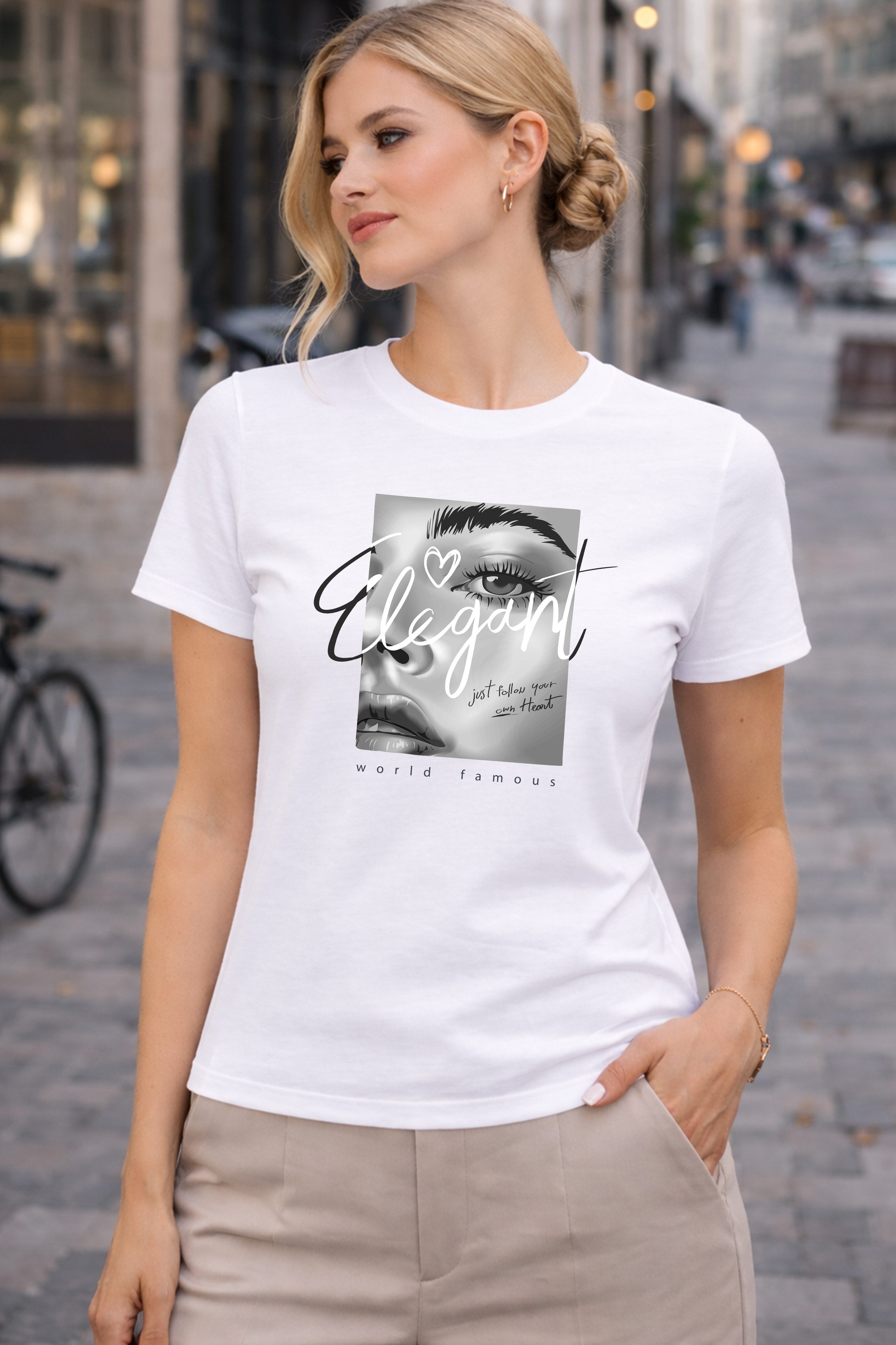 Banco T-Shirt Damen Oberteil Elegant Print Baumwolle Rundhals Casual Fit Damen Baumwollshirt Elegant Print Rundhals Casual weich Fit style go – Bild 4 von 5