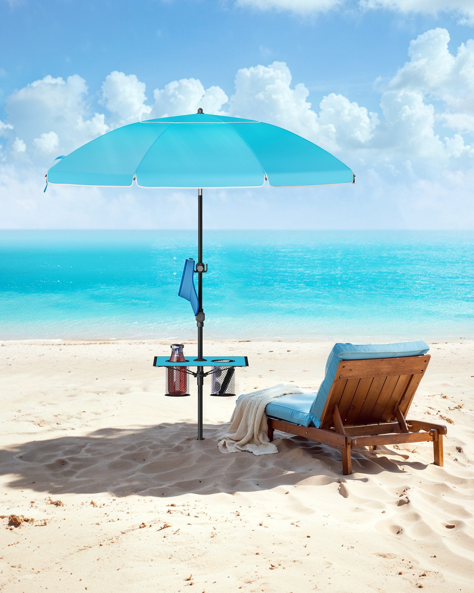 SONGMICS Sonnenschirm, ∅160 cm, Strandschirm, Sonnenschutz günstig online kaufen