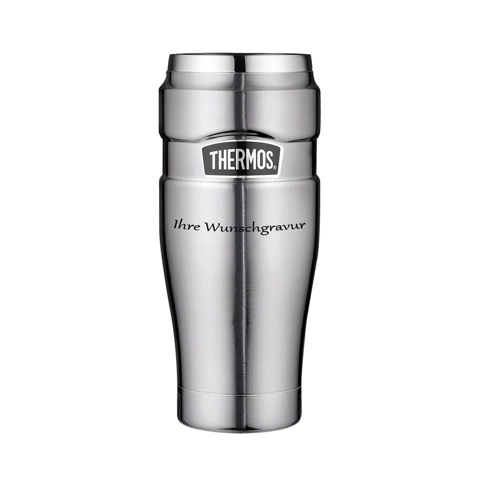THERMOS Thermobecher Tumbler 'King' silber, mit persönlicher Wunschgravur, Edelstahl, Tumbler 'King' silber, mit persönlicher Wunschgravur