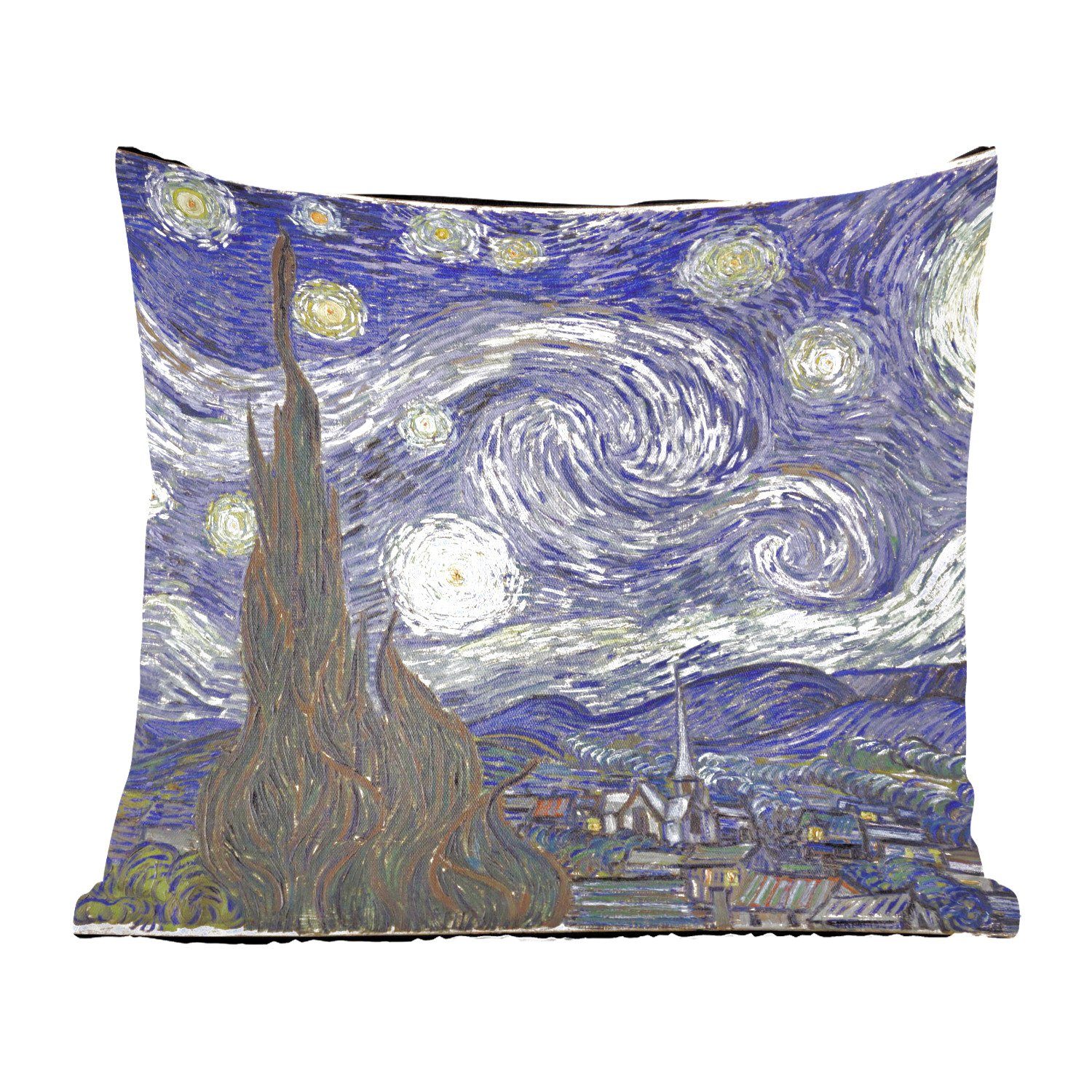 MuchoWow Dekokissen Sternennacht - Vincent van Gogh, Zierkissen mit Füllung für Wohzimmer, Schlafzimmer, Deko, Sofakissen