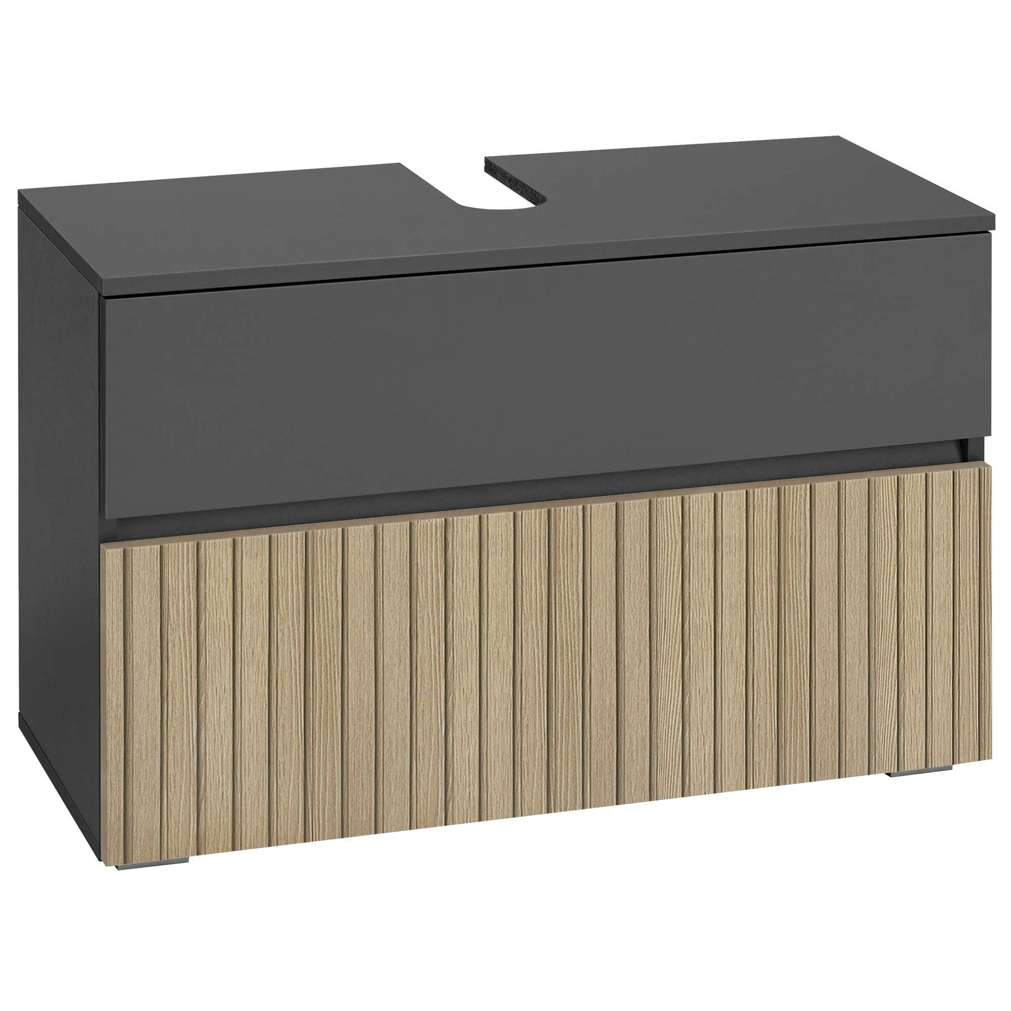 Home affaire Waschbeckenunterschrank Wisla Siphonausschnitt, Push-to-open-Funktion, Breite 80 cm, Höhe 55 cm