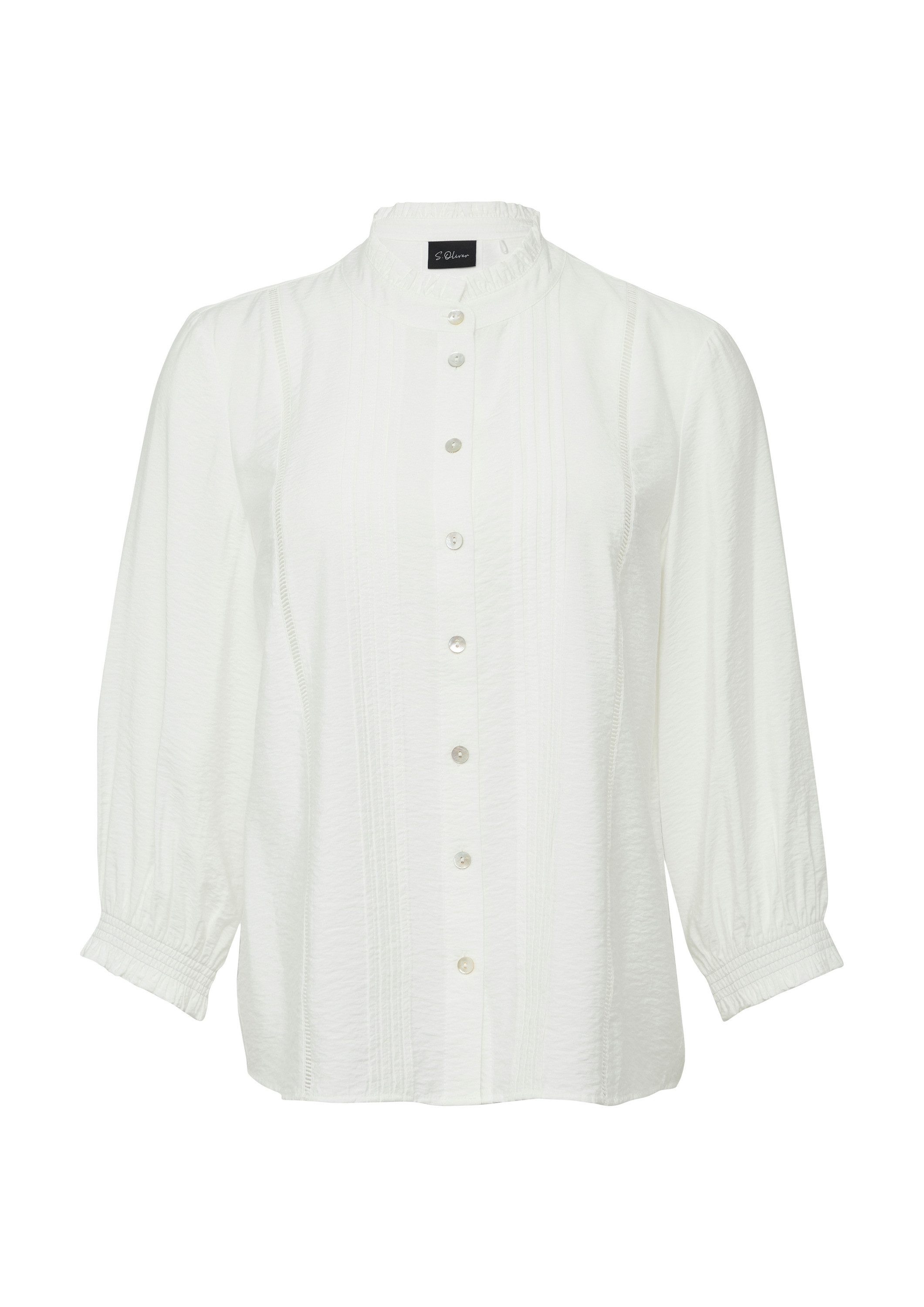 s.Oliver Langarmbluse Bluse Bluse mit Rüschenkragen und Biesenfalten günstig online kaufen