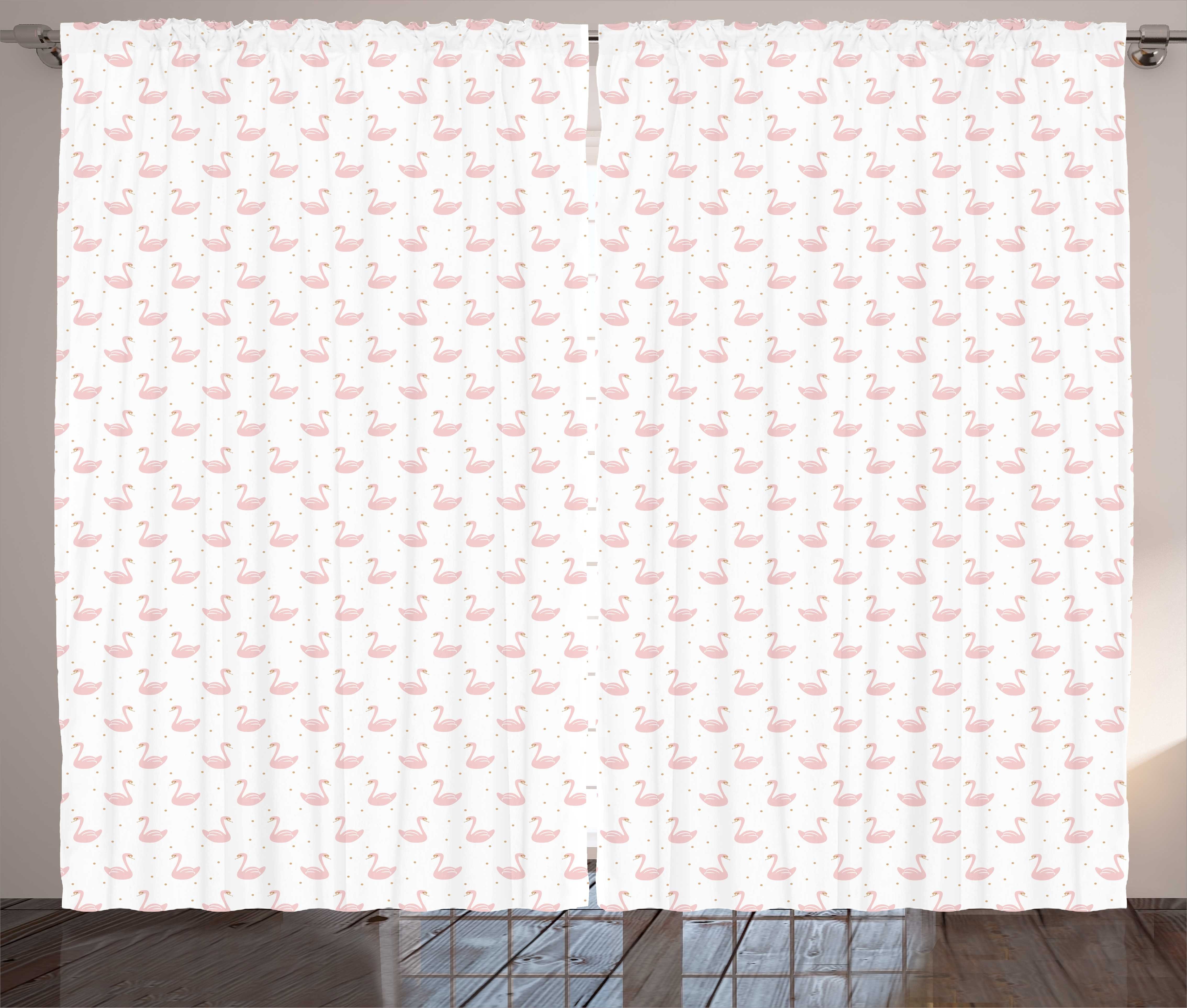 Gardine Schlafzimmer Kräuselband Vorhang mit Schlaufen und Haken, Abakuhaus, Swans Abstrakte Wasservögel Kunst