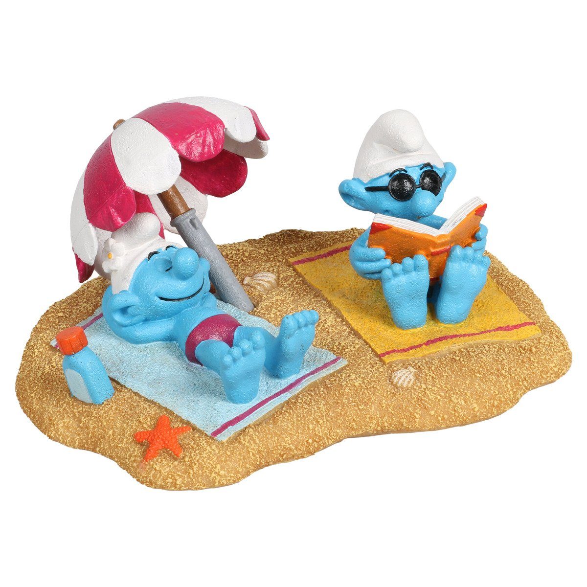 Aquariendeko Aquariendekoration Schlümpfe Strand Sonnenbad
