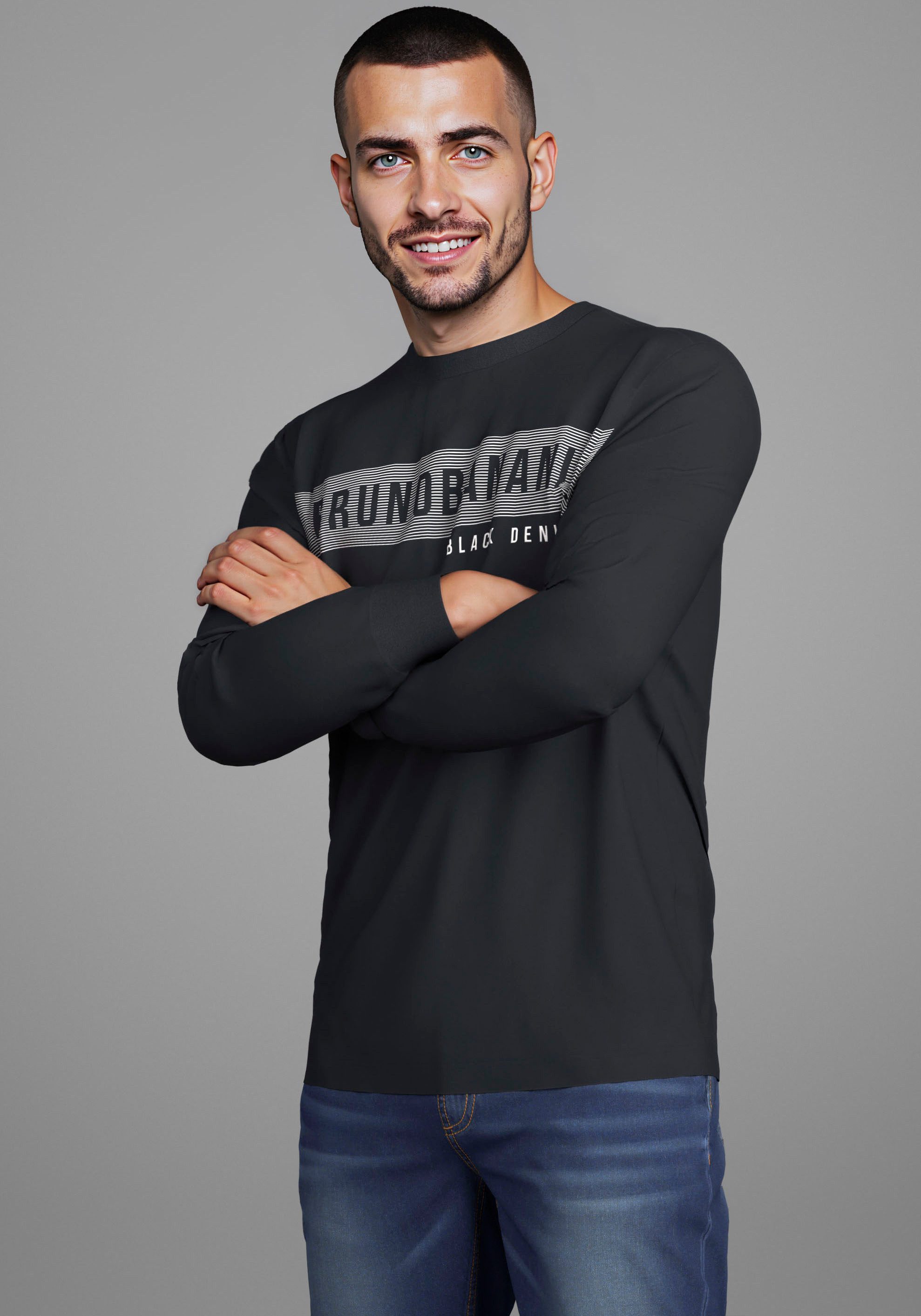 Bruno Banani Langarmshirt schmal geschnitten, mit Marken Aufdruck günstig online kaufen