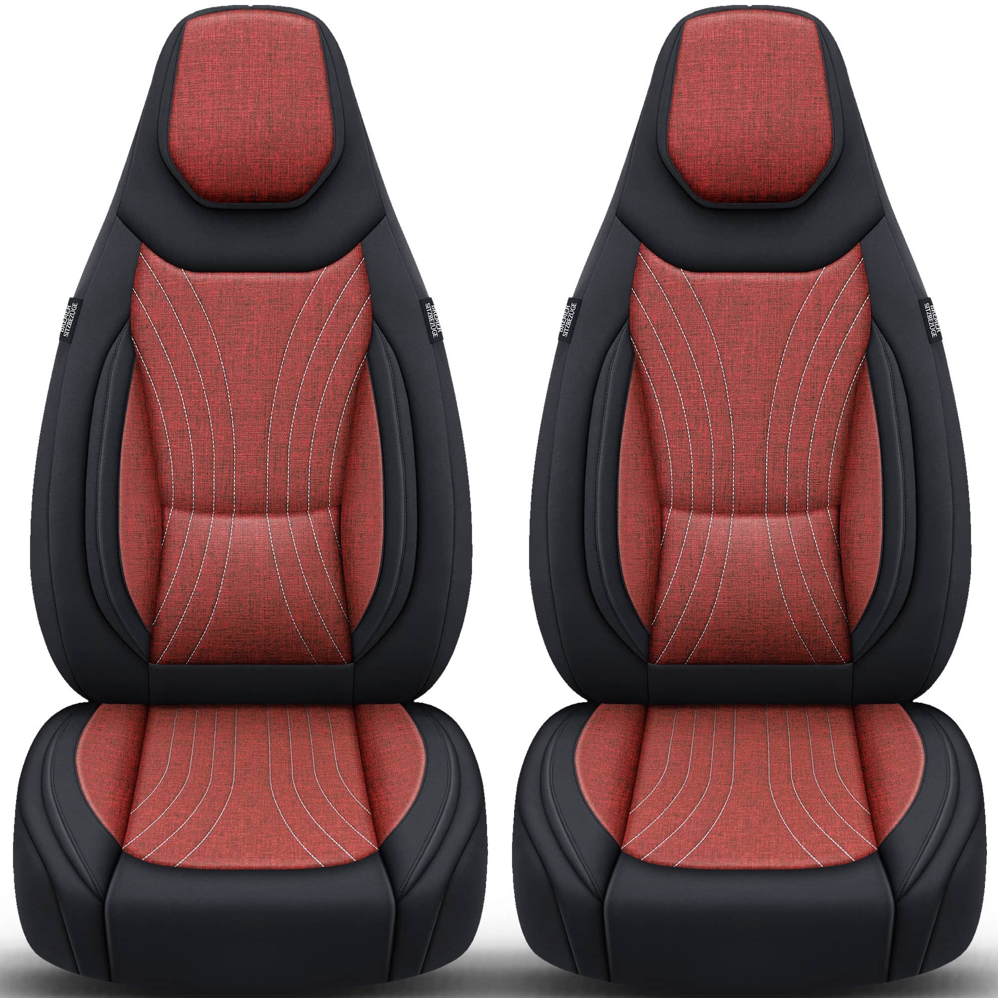BREMER SITZBEZÜGE Autositzbezug für für Knaus BOXDRIVE / XL (C2), Set, Schonbezüge Sitzbezüge Fahrer und Beifahrer, in Schwarz/Weinrot
