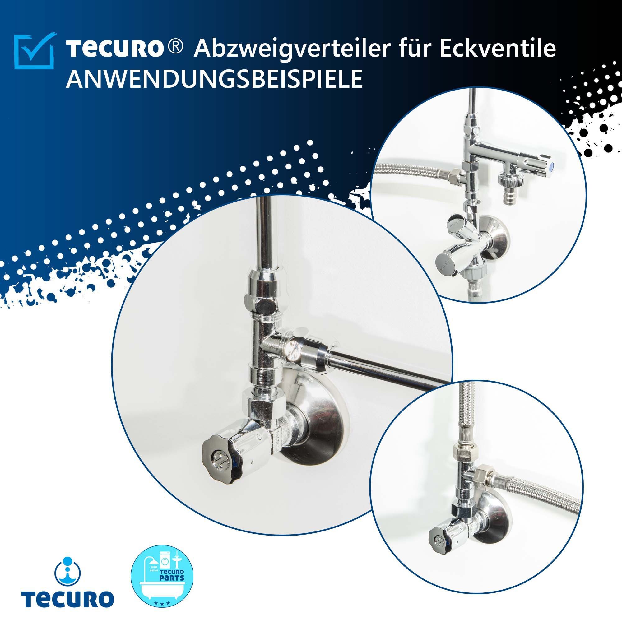 tecuro Gewindefitting T-Stück 3/8 Zoll / Ø 10 mm Abzweigverteiler für Eckventile