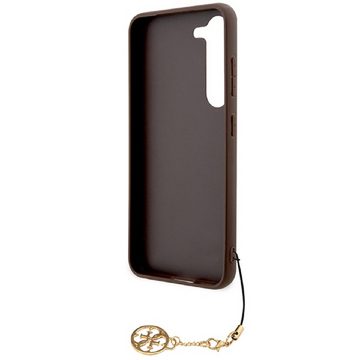 Guess Handyhülle Case Samsung Galaxy S23 Kunstleder braun Kette goldfarbig 6,1 Zoll, Kantenschutz