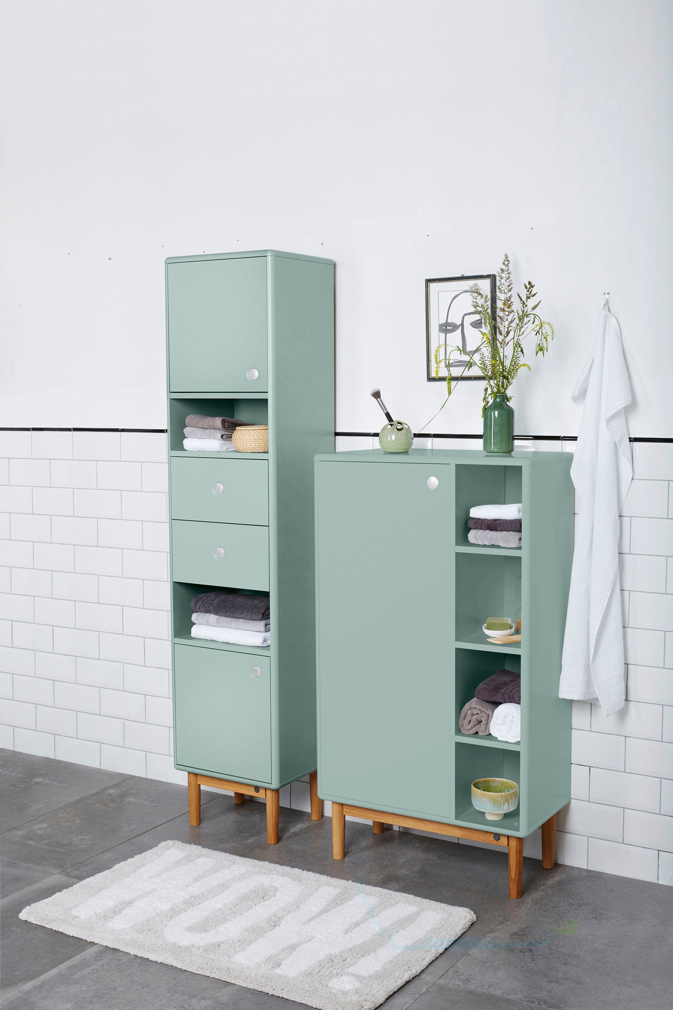 Füßen in Tür, mit 65 Eiche 1 Breite TAILOR TOM Midischrank sage COLOR cm BATH mit geölt, HOME